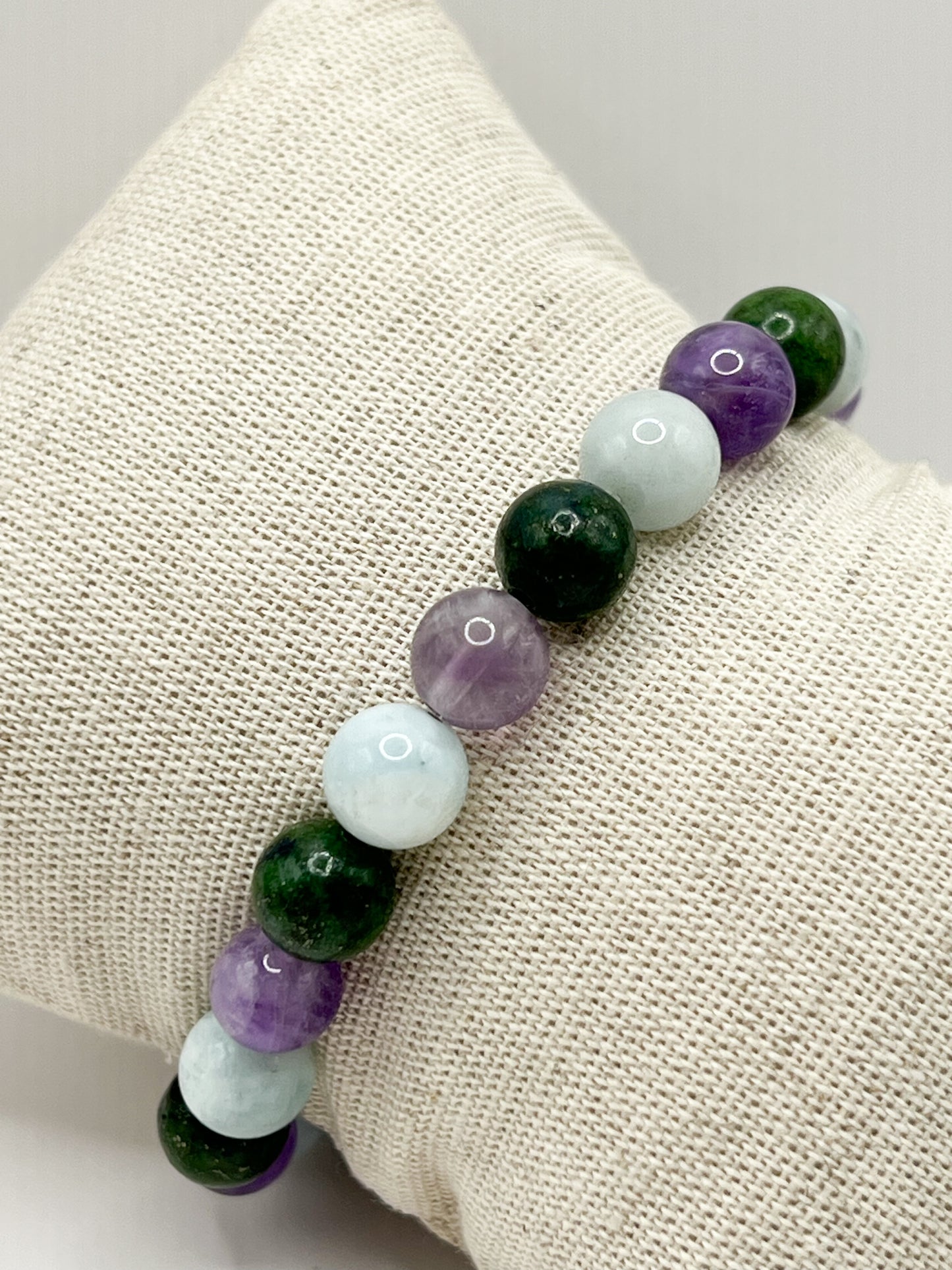 Bracelet Poisson en Aigue-Marine, Améthyste & Turquoise , Énergie et Sérénité