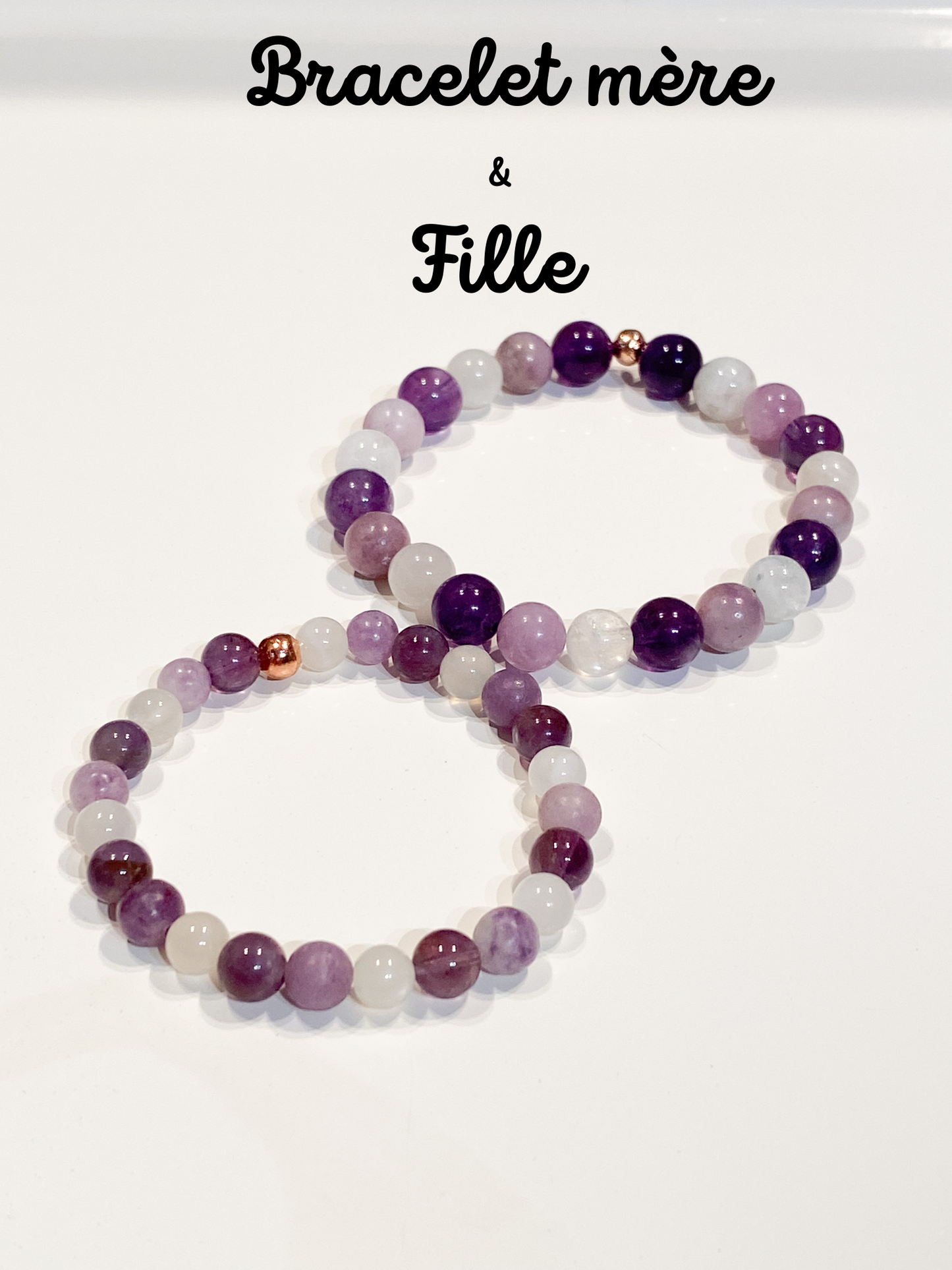 Bijoux Mère & Fille en Lépidolite, Améthyste et Pierre de Lune - Symboles de Connexion et d'Harmonie