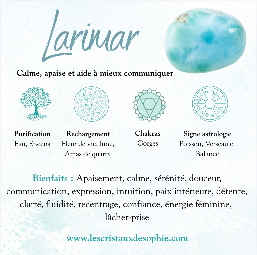 Collier en Larimar Naturel – Pierre Bleue Apaisante et Énergétique