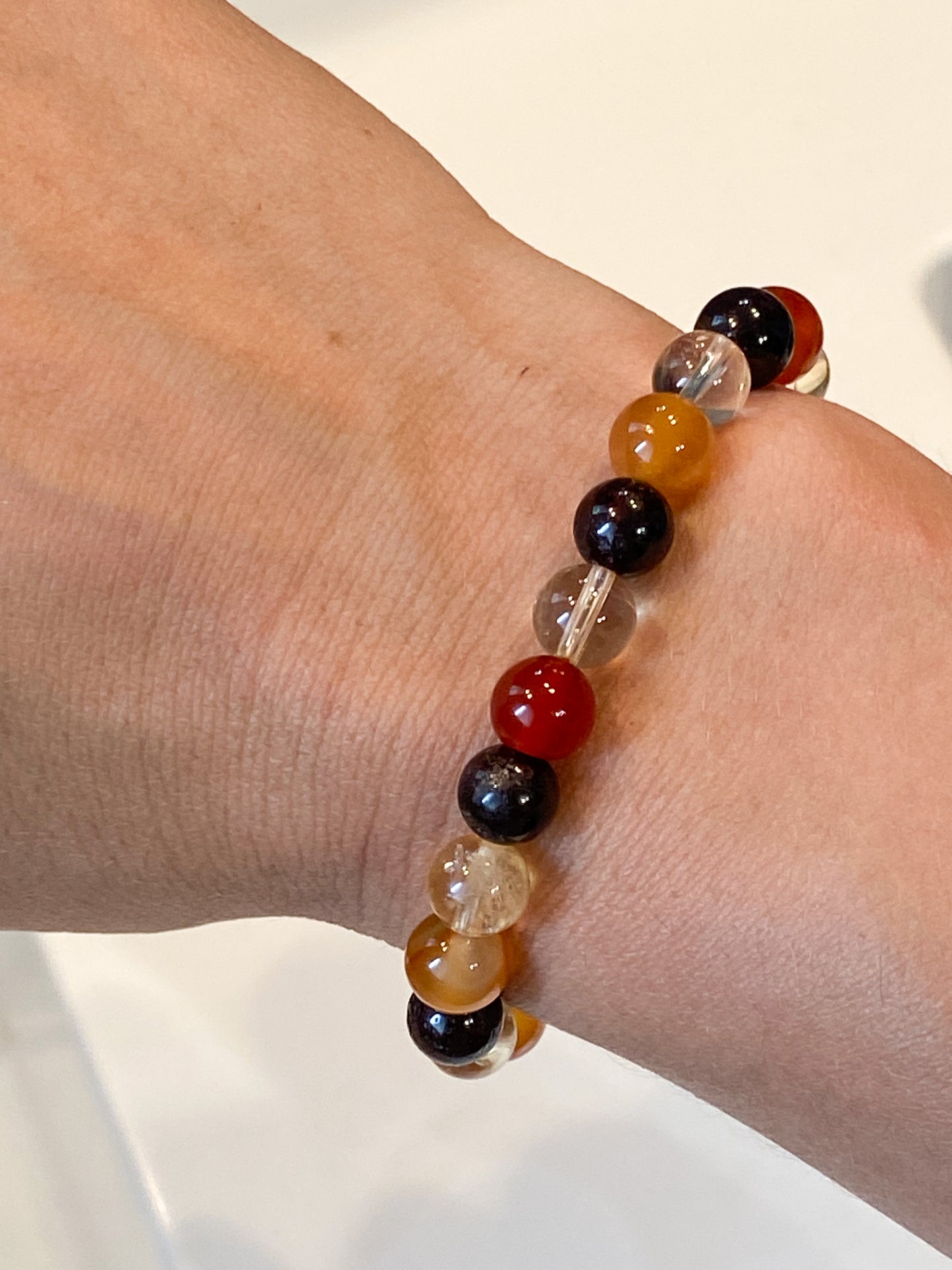 Bracelet pierres anti-fatigue Grenat , Cornaline et Citrine