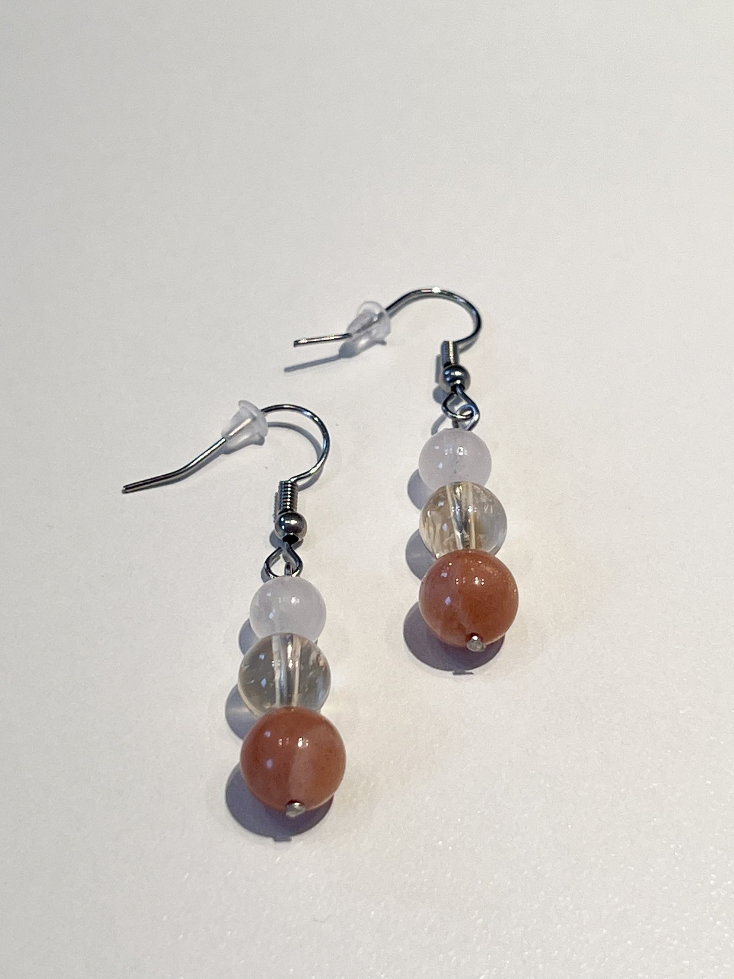 Boucles d'oreilles en Quartz Rose et Citrine : Alliance de l'Acier Inoxydable et des Pierres Naturelles