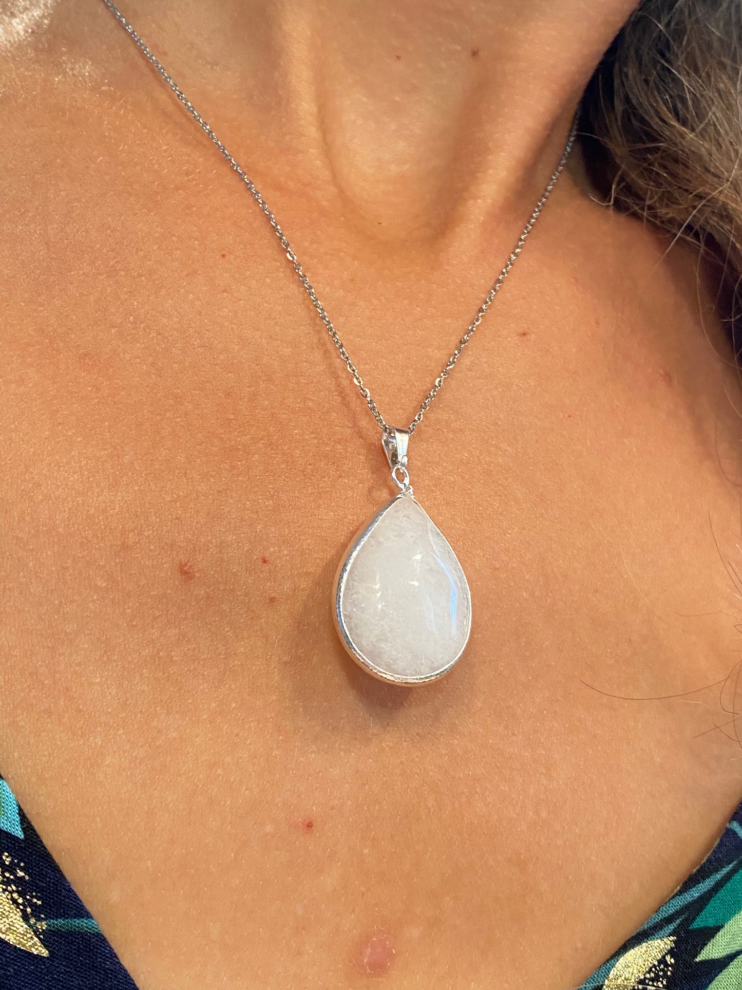 Collier Pierre de lune en acier inoxydable