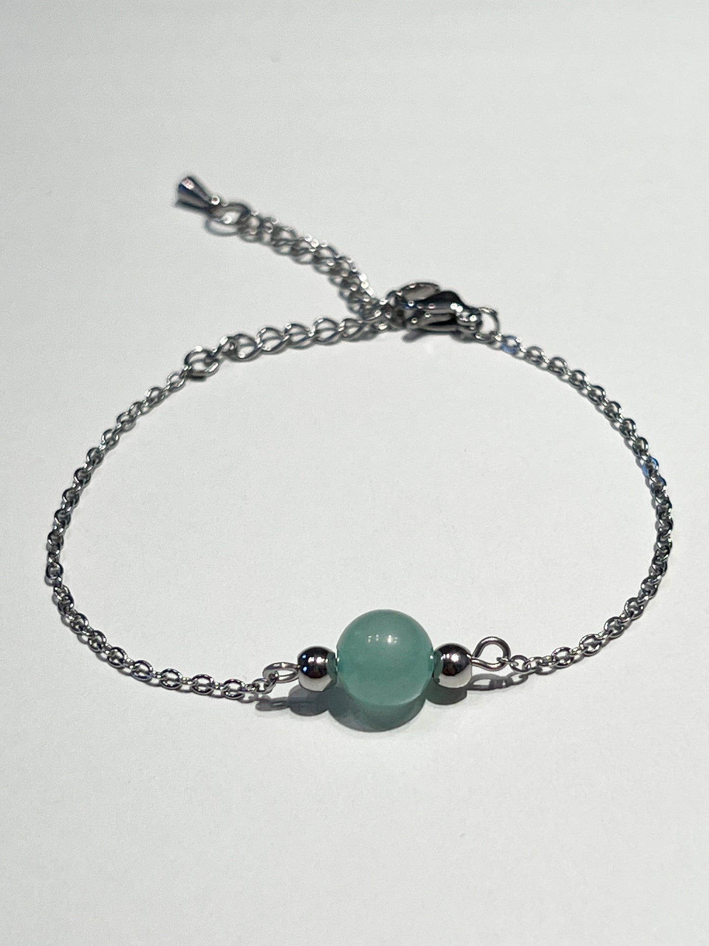 Bracelet Aventurine et Acier Inoxydable Argenté – Bijou en Pierre Naturelle
