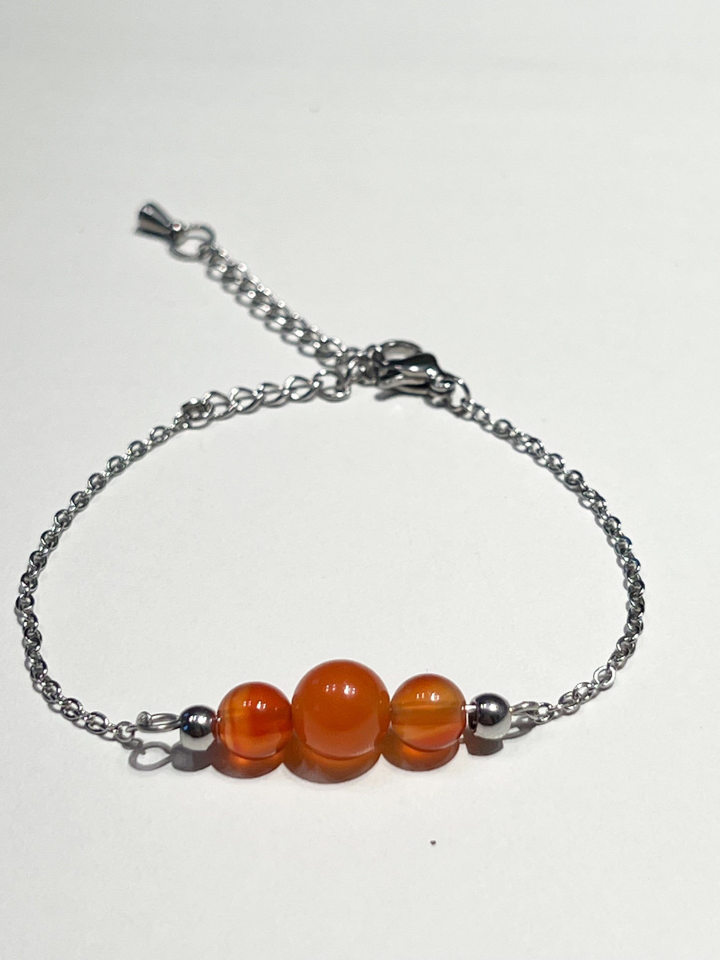 Bracelet en Cornaline et Acier Argenté – Bijou en Pierre Naturelle