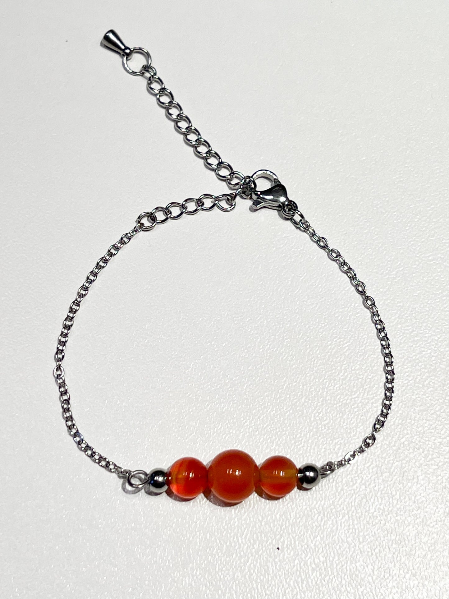 Bracelet en Cornaline et Acier Argenté – Bijou en Pierre Naturelle