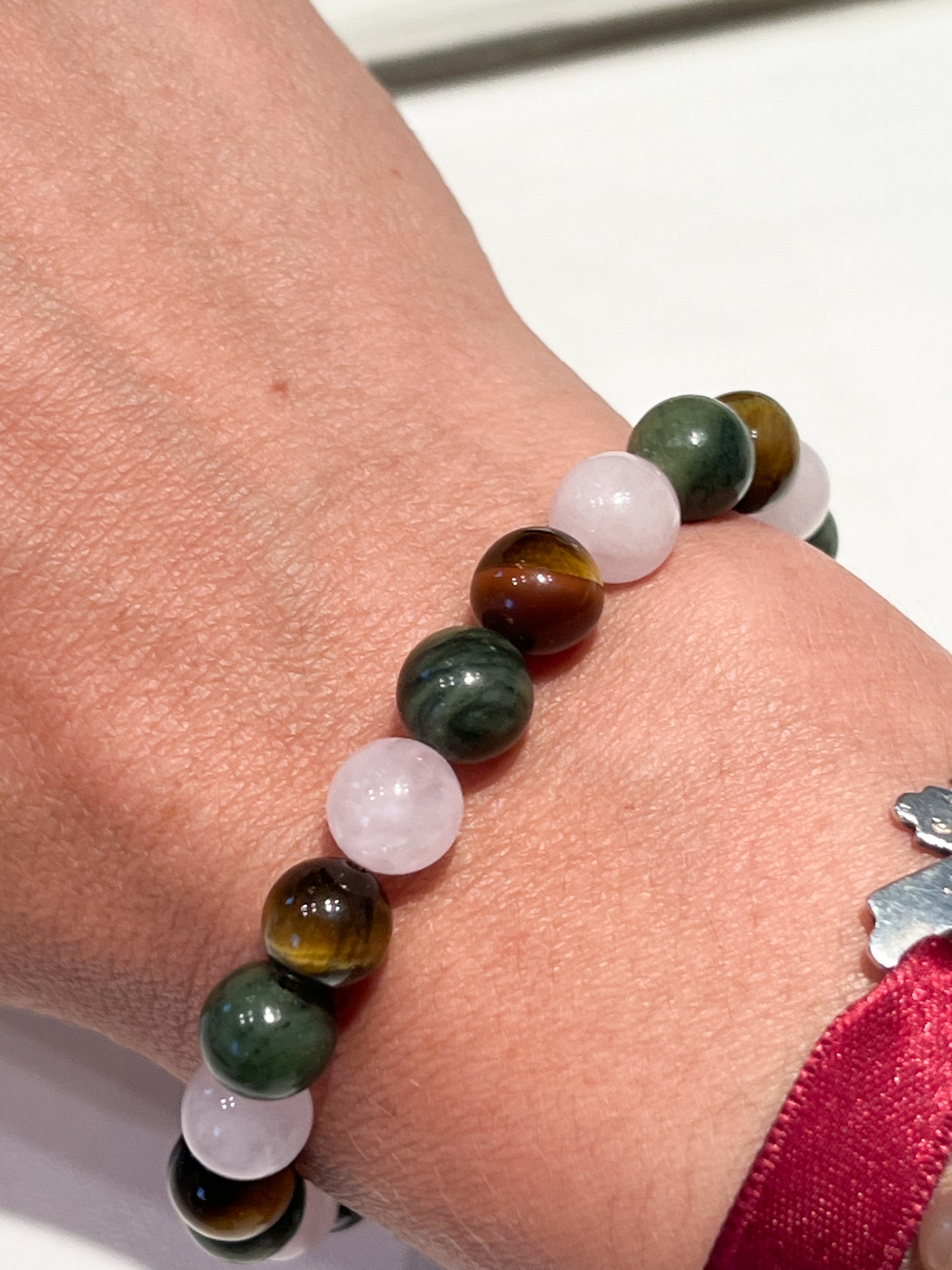 Bracelet Balance en quartz rose, jade et œil de tigre : harmonie et protection