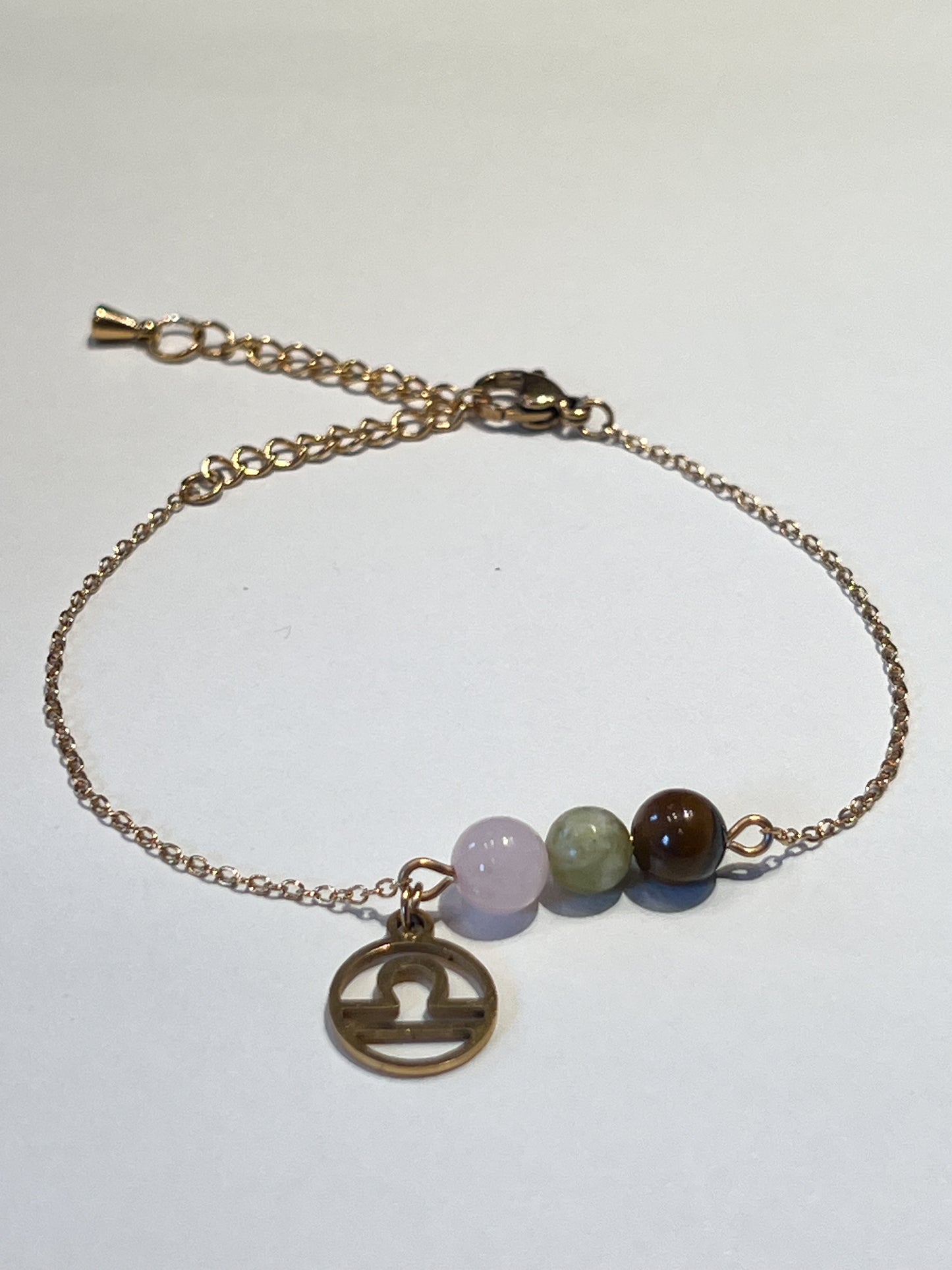 Bracelet Astro Balance en Quartz Rose, Jade, Œil de Tigre et Acier Inoxydable doré – Équilibre et Élégance