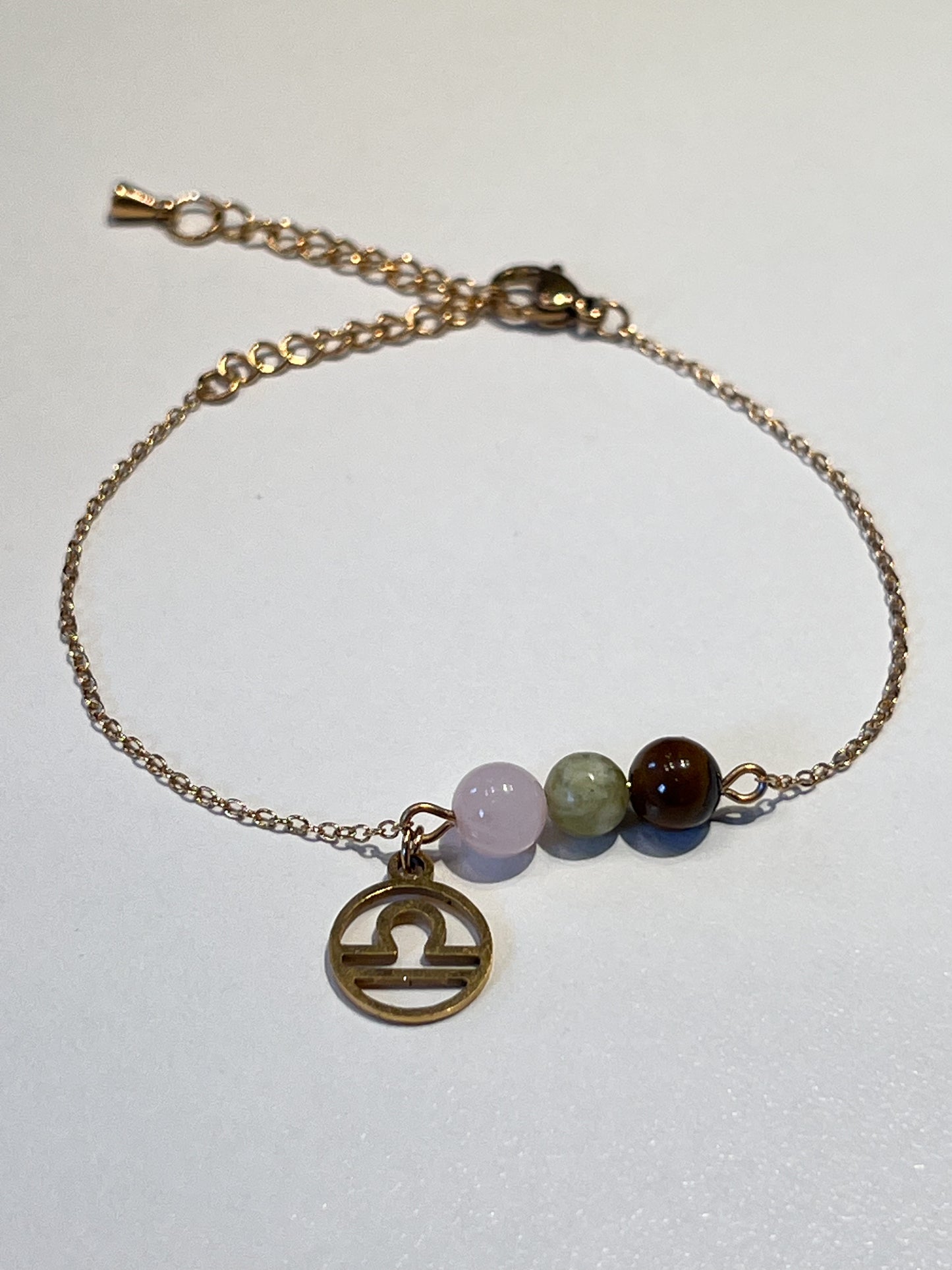 Bracelet Astro Balance en Quartz Rose, Jade, Œil de Tigre et Acier Inoxydable doré – Équilibre et Élégance