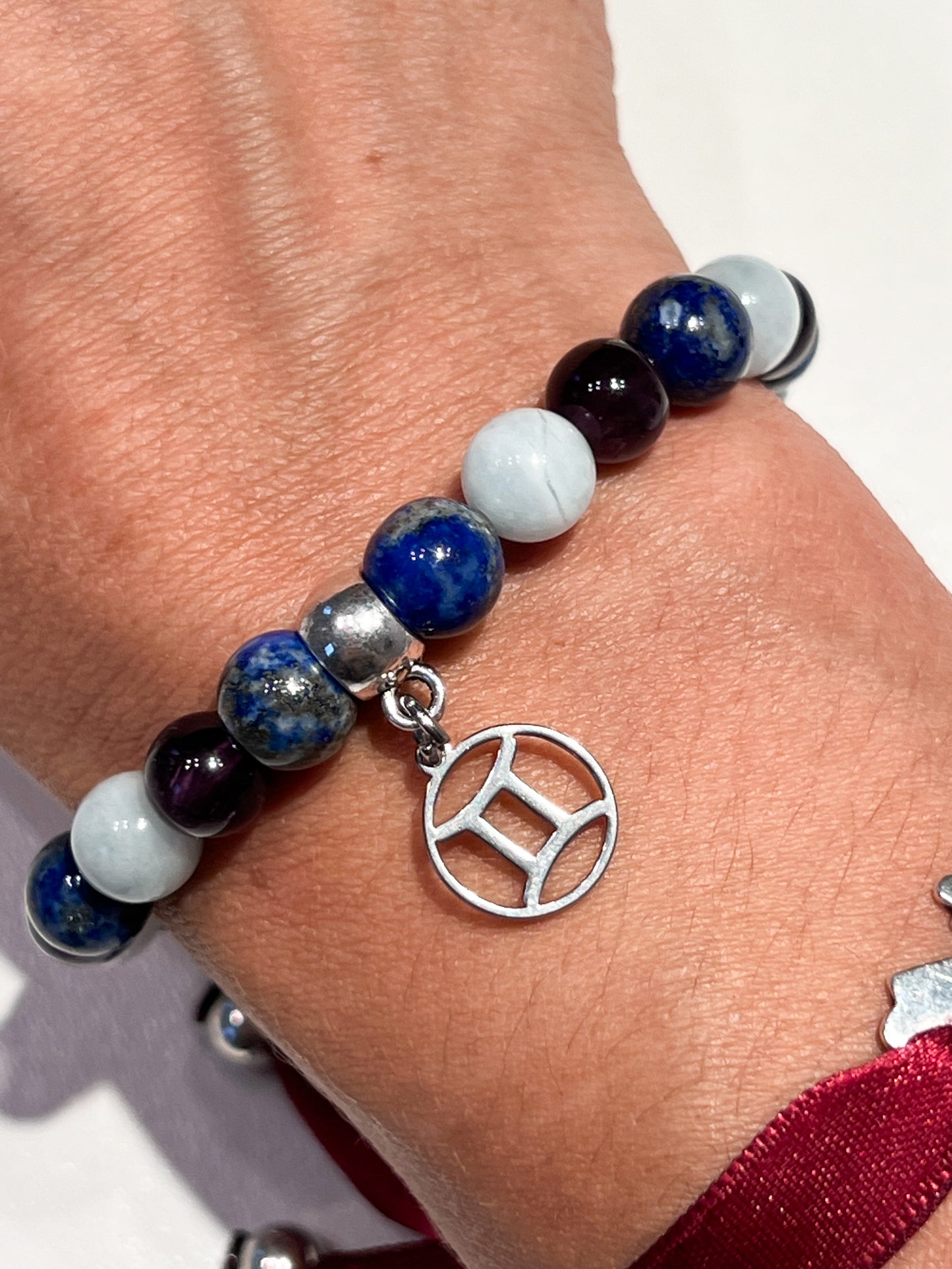 Bracelet Astrologique Gémeaux : Améthyste, Lapis Lazuli et Aigue-Marine
