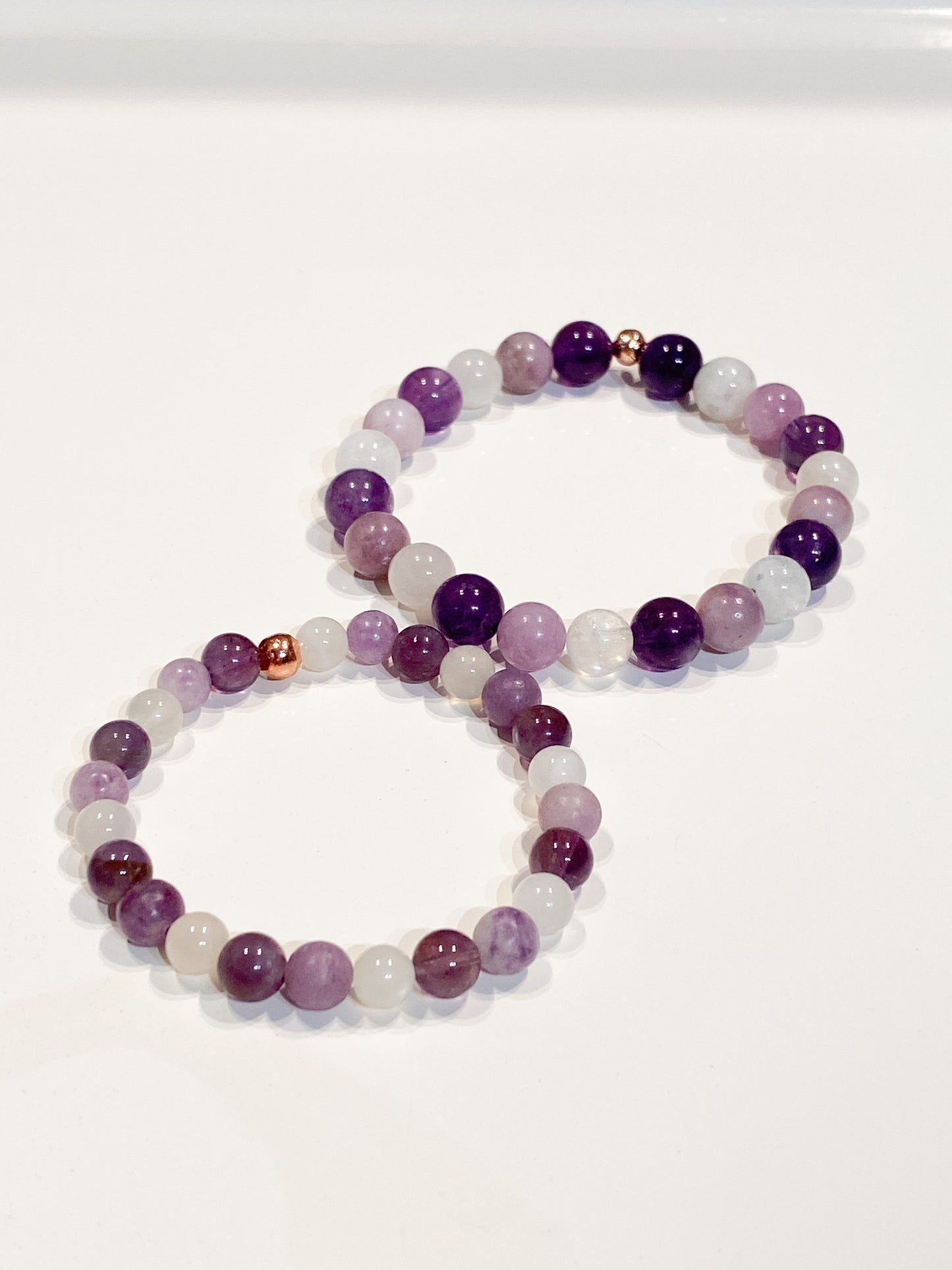 Bijoux Mère & Fille en Lépidolite, Améthyste et Pierre de Lune - Symboles de Connexion et d'Harmonie
