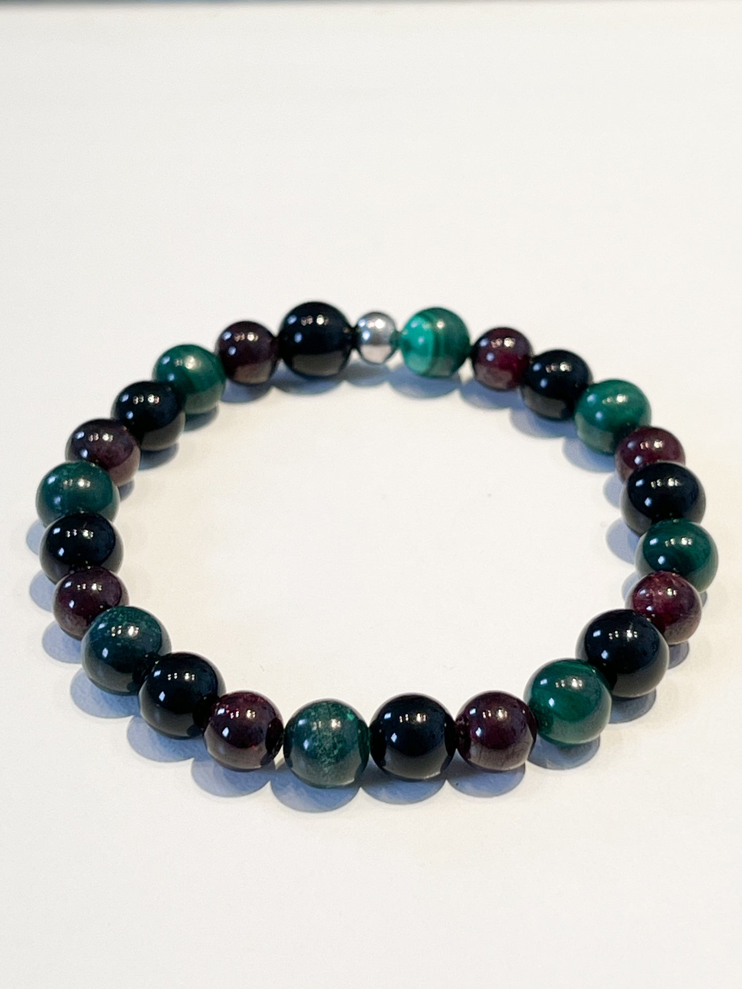 Bracelet Astrologique Scorpion en Malachite, Grenat et Obsidienne Noire – Énergie et Protection