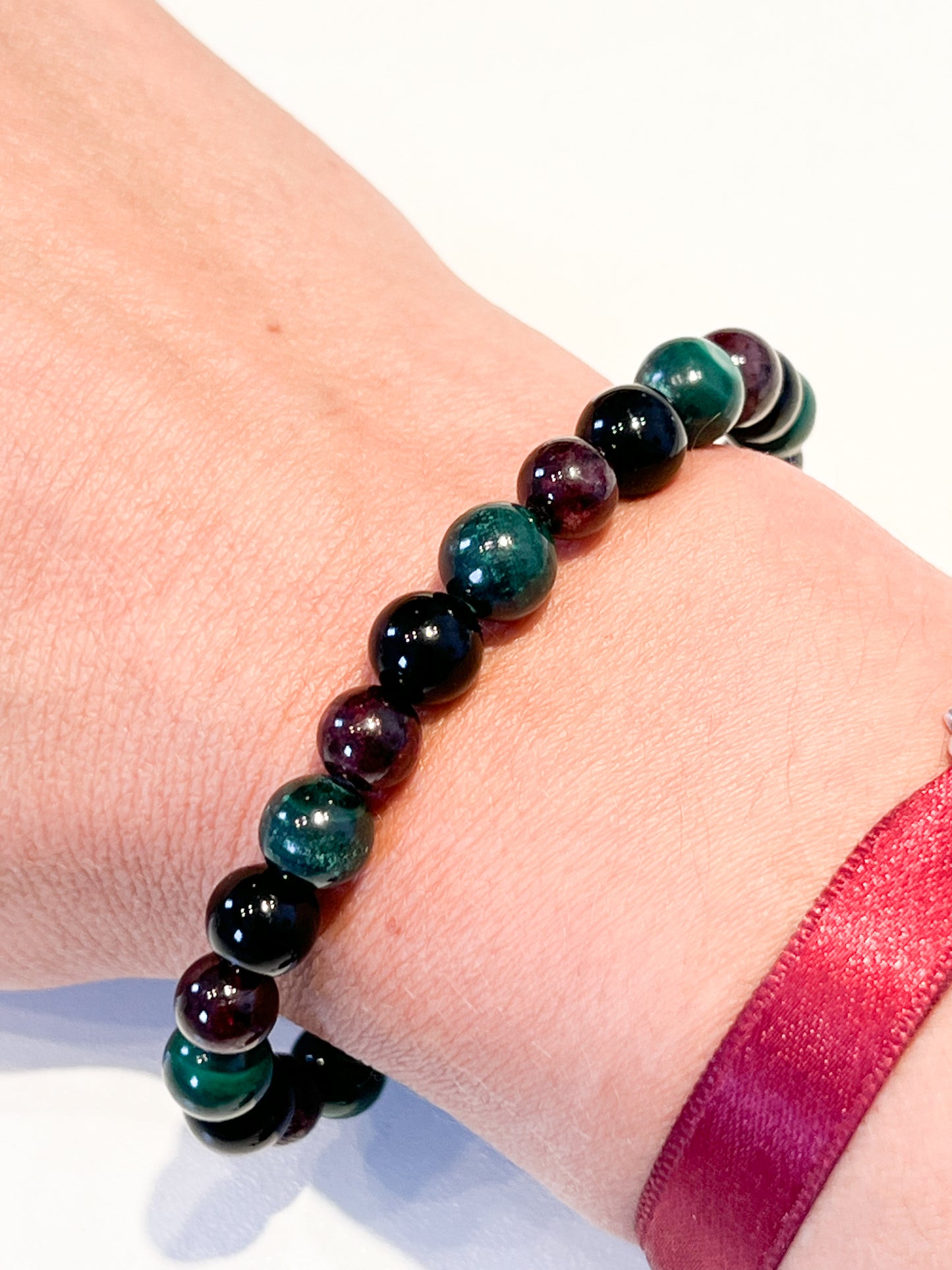 Bracelet Astrologique Scorpion en Malachite, Grenat et Obsidienne Noire – Énergie et Protection