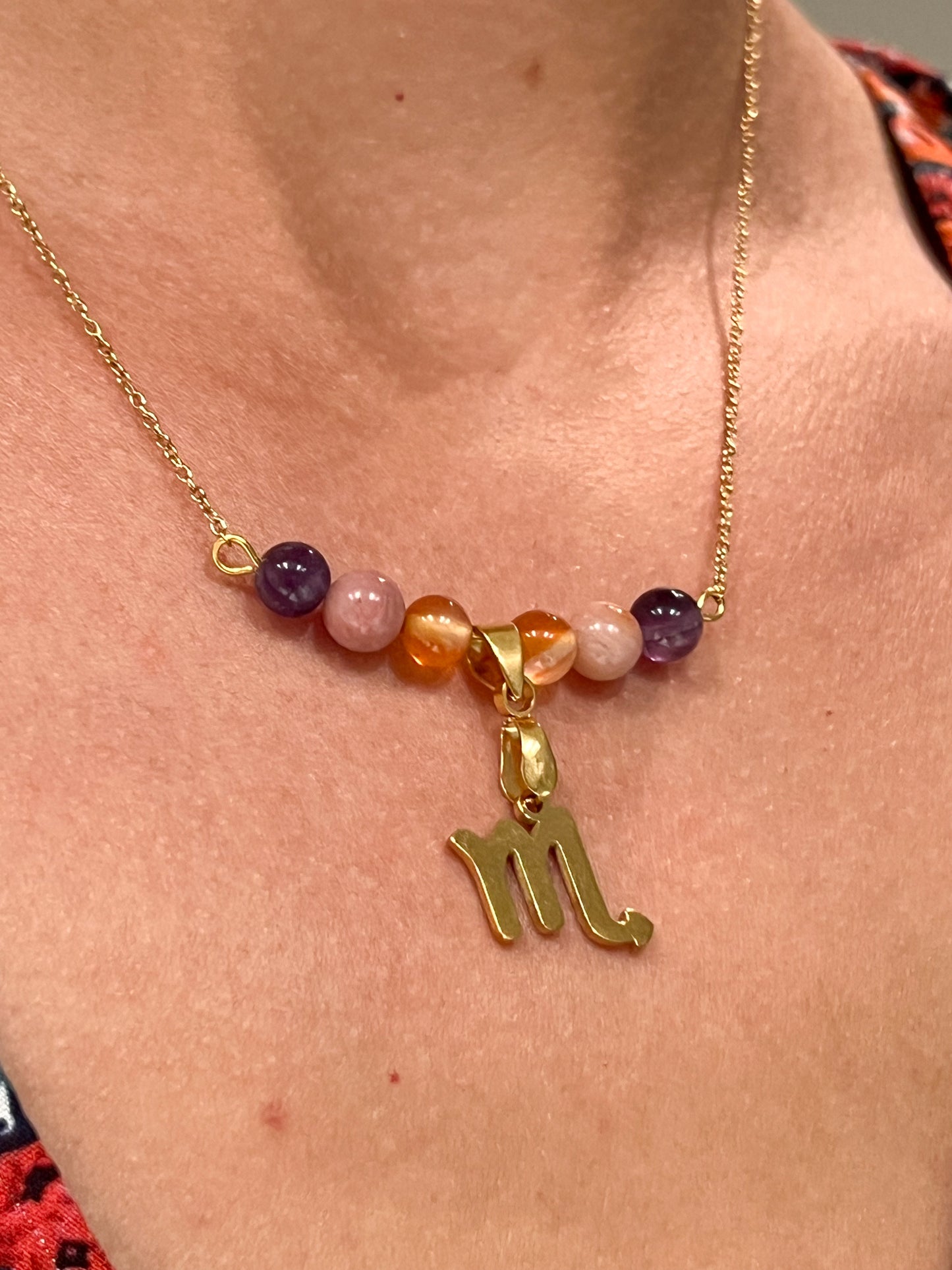 Collier Astro Scorpion en Acier Inoxydable Doré avec Pierres Naturelles – Élégance et Mystique