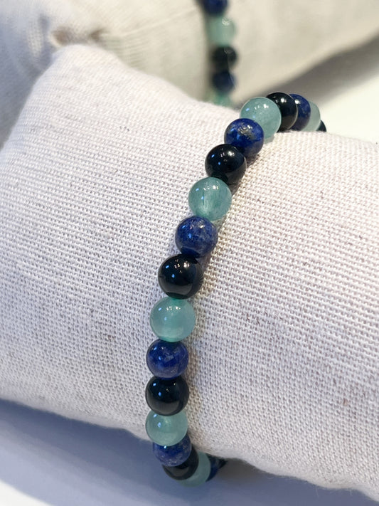 Bracelet Anti-Stress en Pierres Naturelles – Aventurine, Lapis-Lazuli, Obsidienne Noire