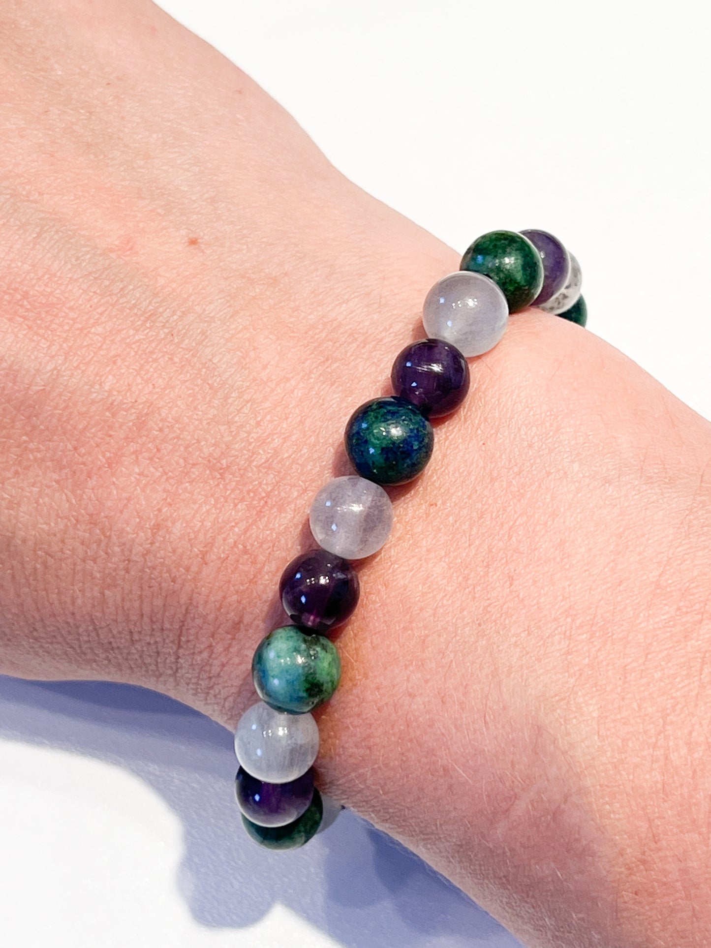 Bracelet Sagittaire en Labradorite, Améthyste et Azurite Malachite – Protection et Sérénité