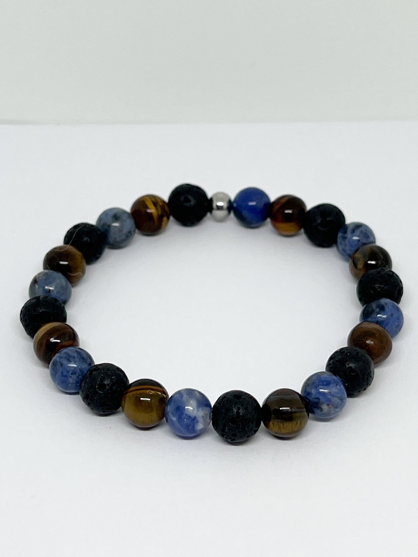 Bracelet en Œil de Tigre, Sodalite et Pierre de Lave : Énergie, Protection et Sérénité