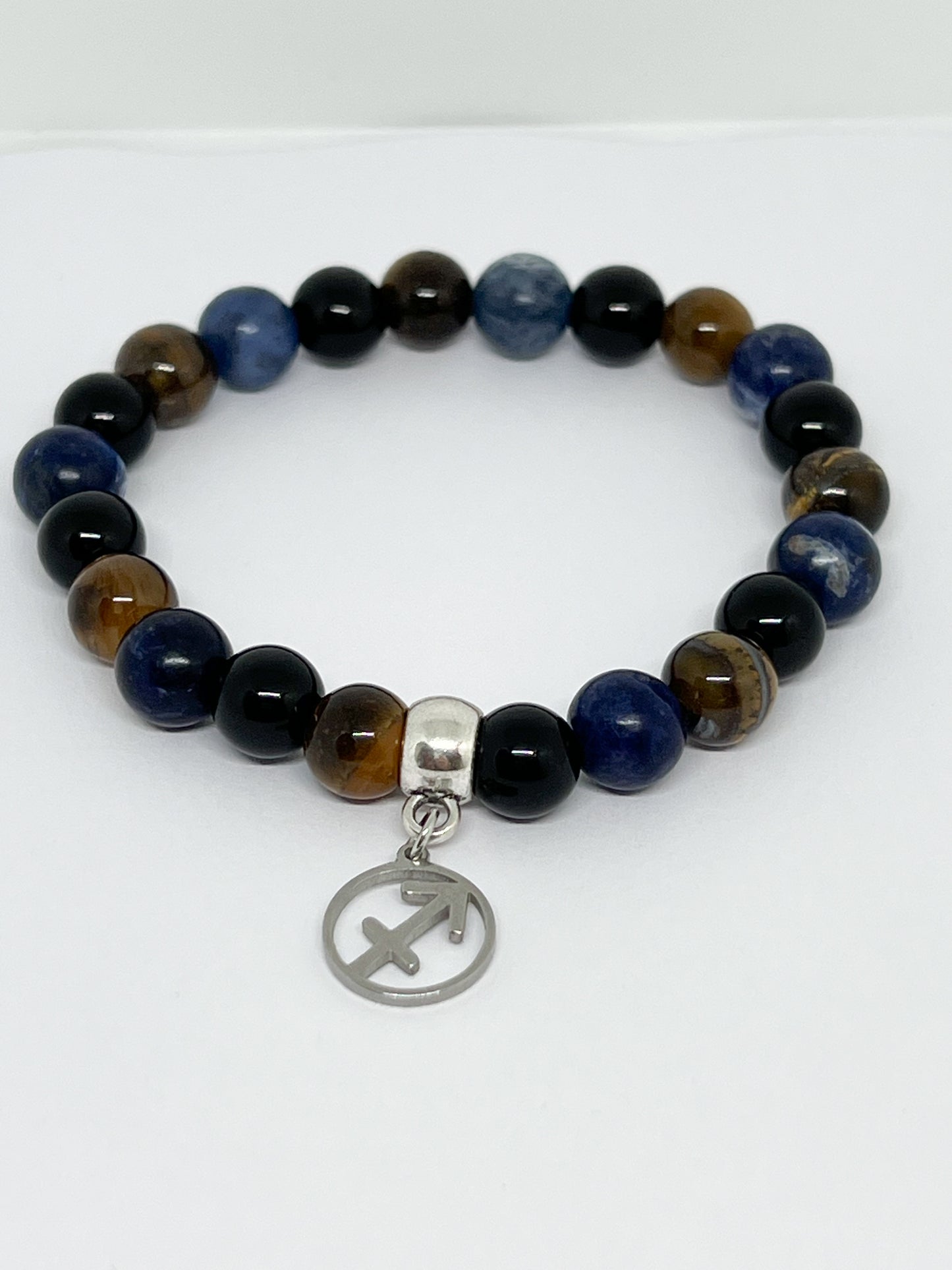 Bracelet Astro Sagittaire : Puissance de l'Oeil de Tigre, Sodalite et Obsidienne Noire