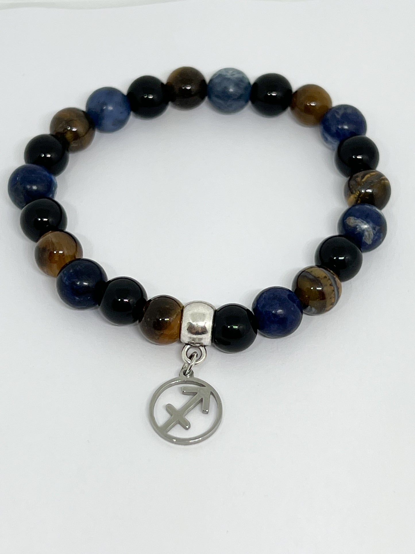 Bracelet Astro Sagittaire : Puissance de l'Oeil de Tigre, Sodalite et Obsidienne Noire