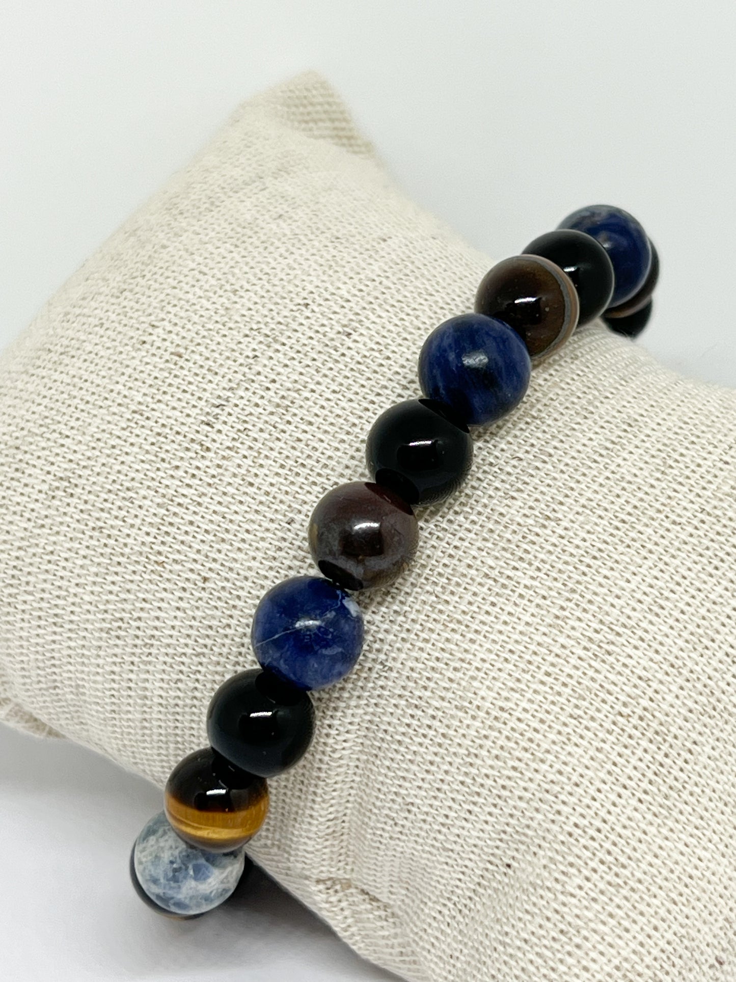 Bracelet Astro Sagittaire : Puissance de l'Oeil de Tigre, Sodalite et Obsidienne Noire
