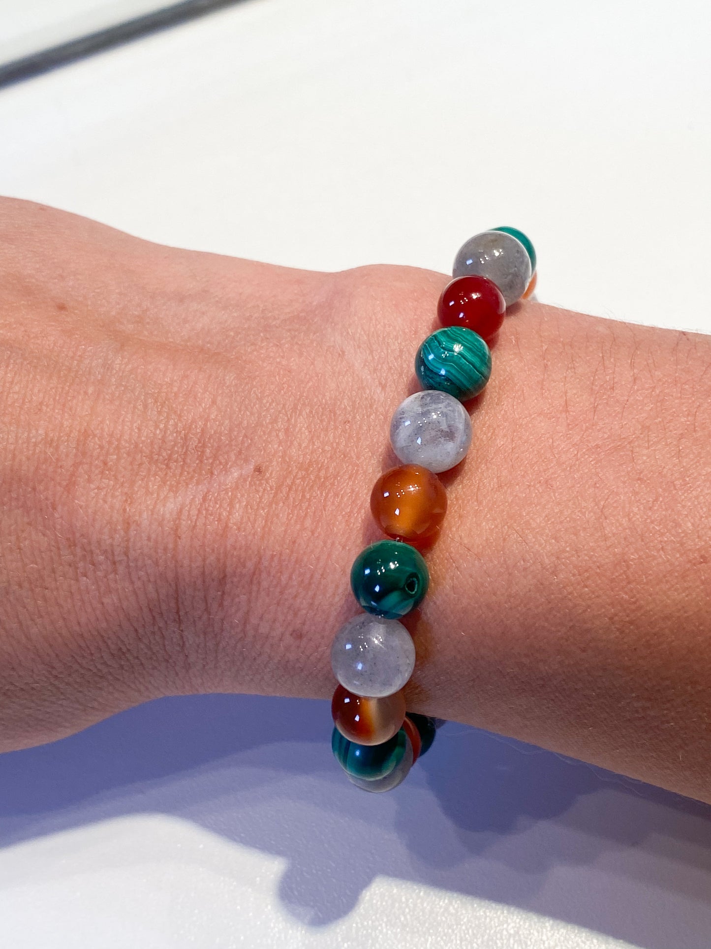 Bracelet Labradorite, Cornaline & Malachite – Protection, Énergie & Harmonie en Pierres Naturelles