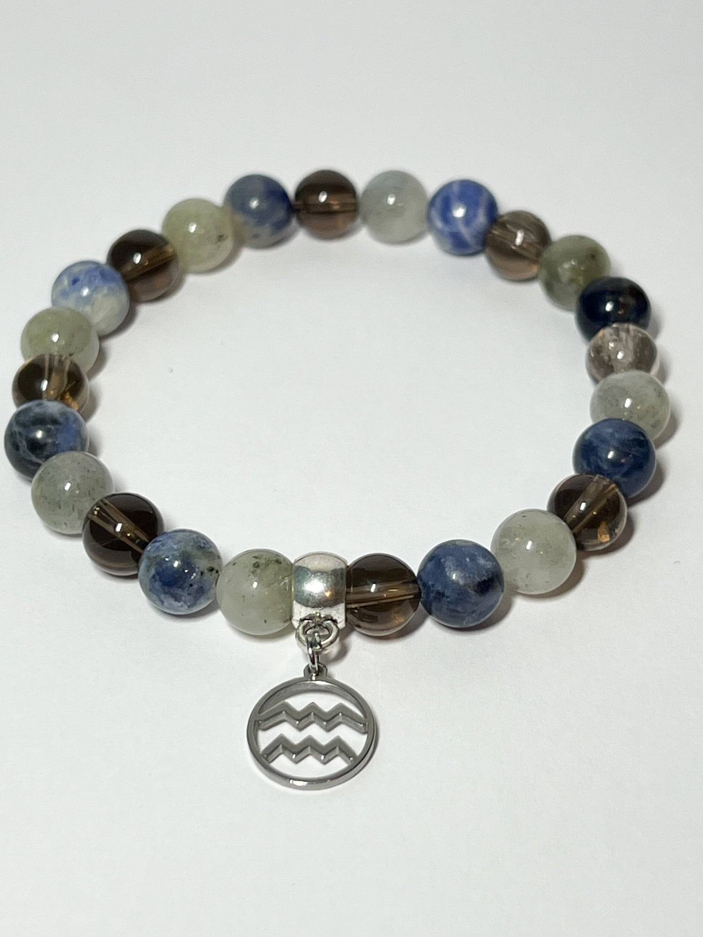 Bracelet Astrologique Verseau : Labradorite, Quartz Fumé et Sodalite pour Équilibre et Intuition