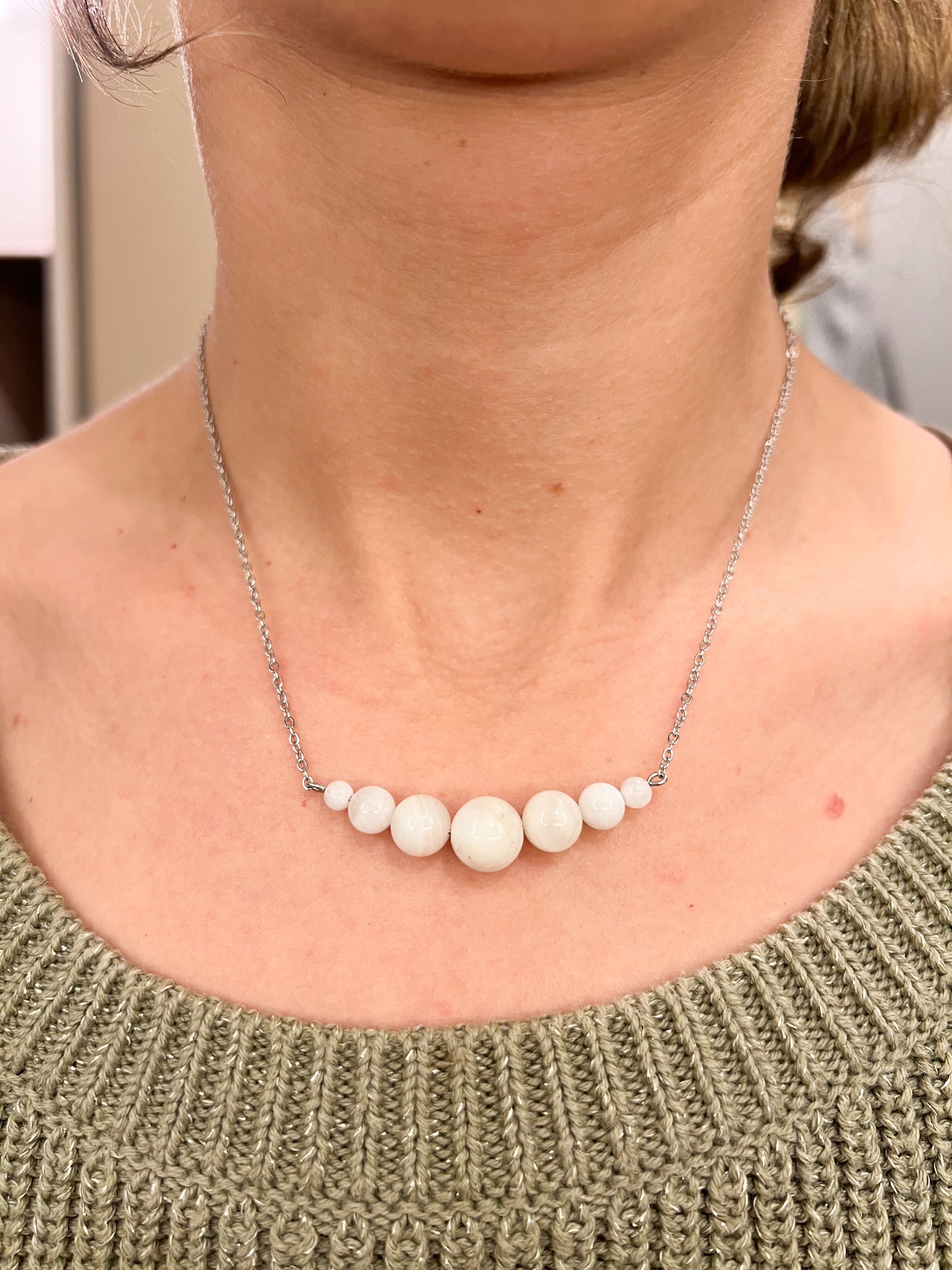 Collier Pierre de Lune 💫 en Acier Inoxydable Argenté – Bijou Raffiné et Intemporel