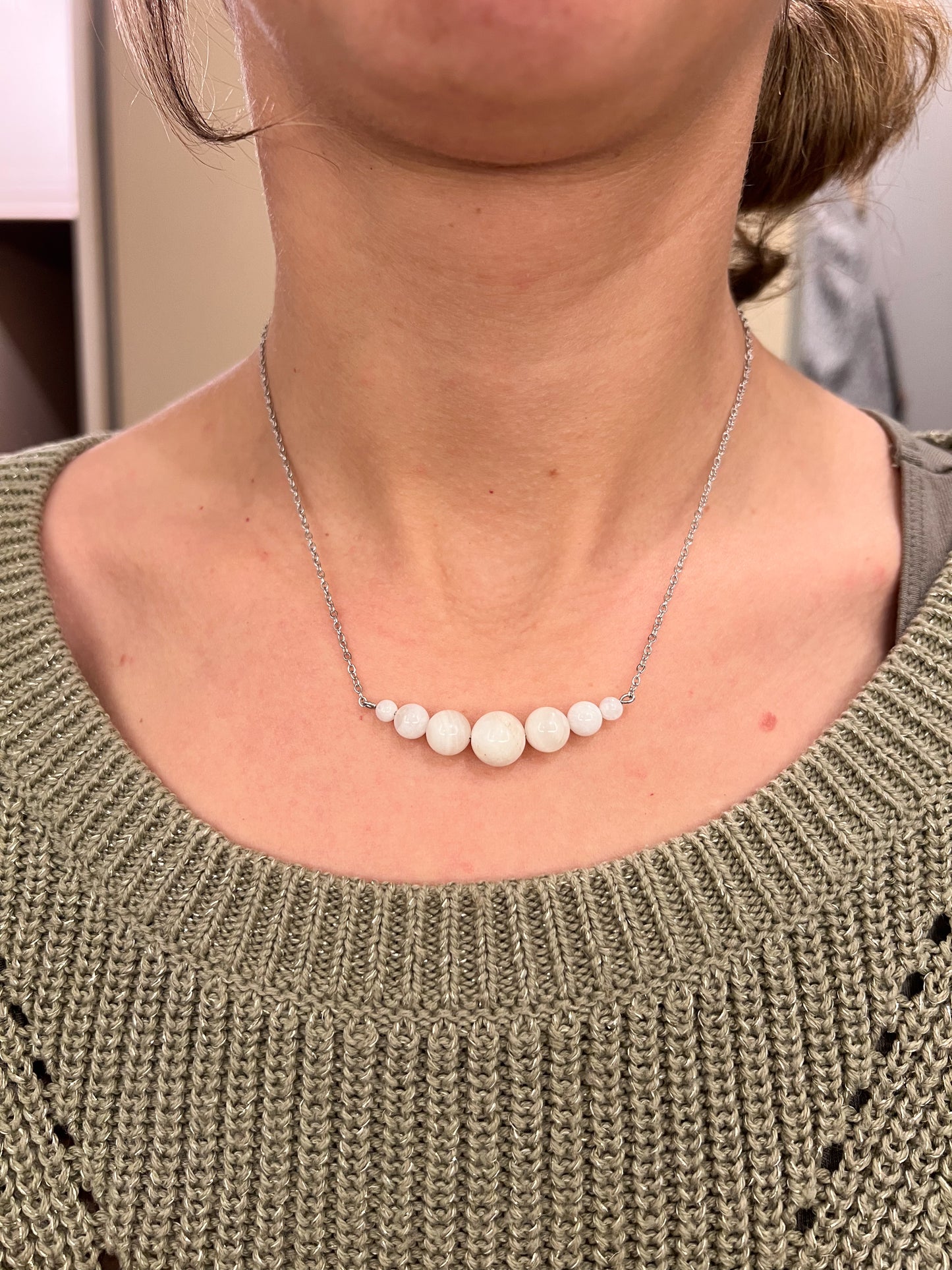 Collier Pierre de Lune 💫 en Acier Inoxydable Argenté – Bijou Raffiné et Intemporel