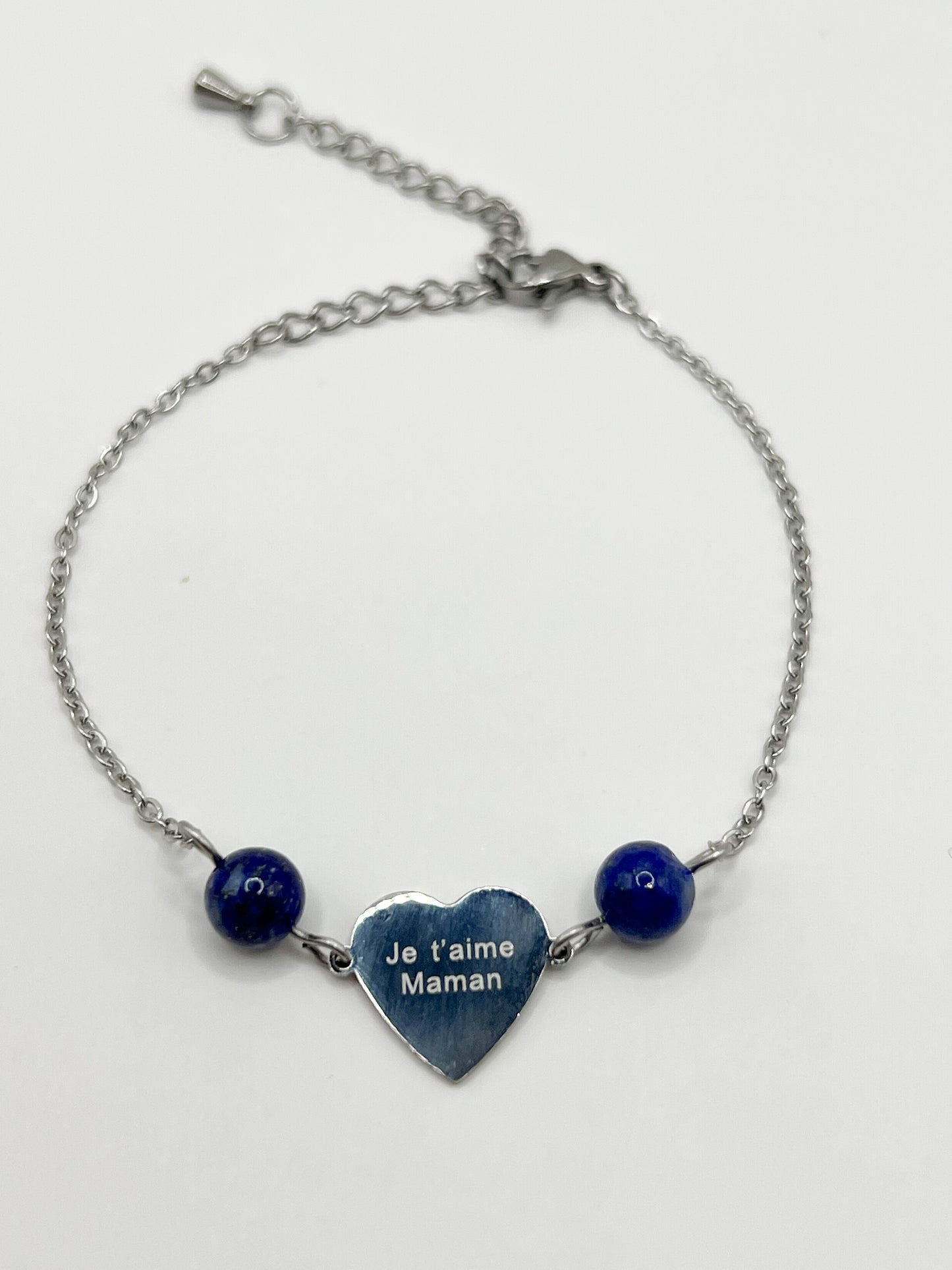 Bracelet Lapis-Lazuli "Maman Je T’aime" – Cadeau Émotion et Élégance