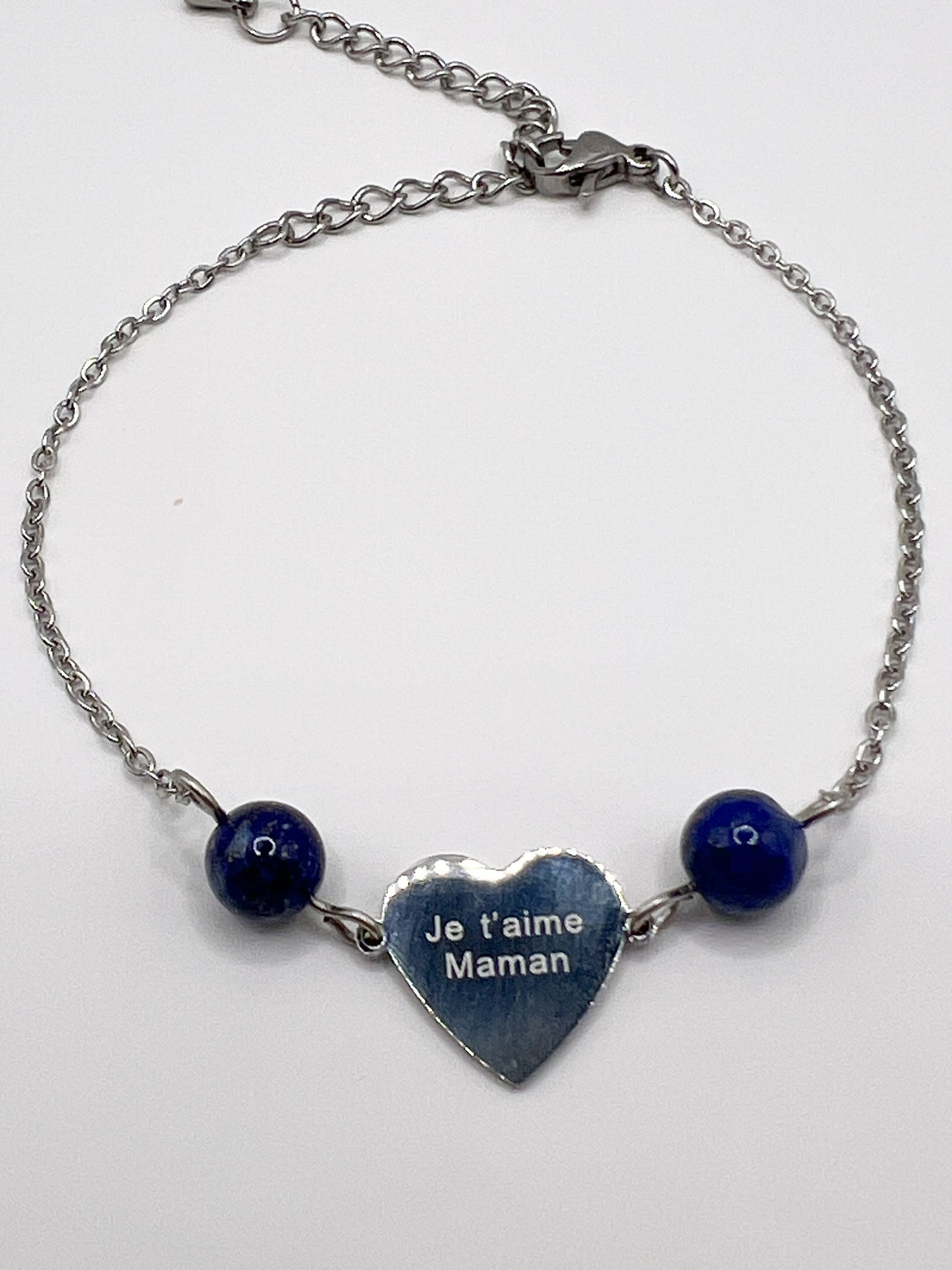 Bracelet Lapis-Lazuli "Maman Je T’aime" – Cadeau Émotion et Élégance