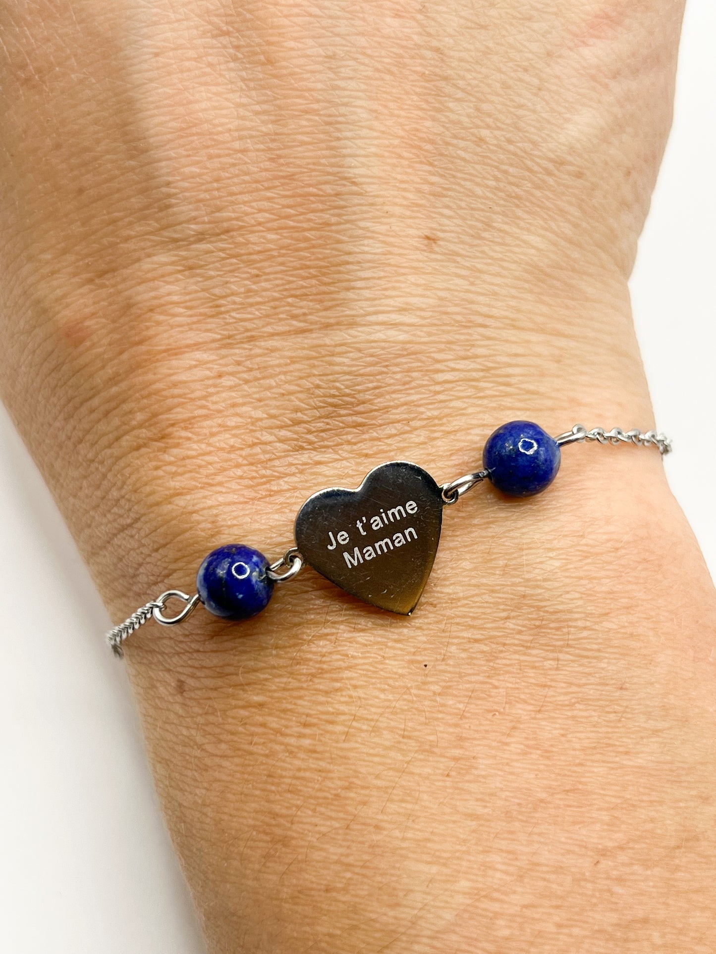 Bracelet Lapis-Lazuli "Maman Je T’aime" – Cadeau Émotion et Élégance