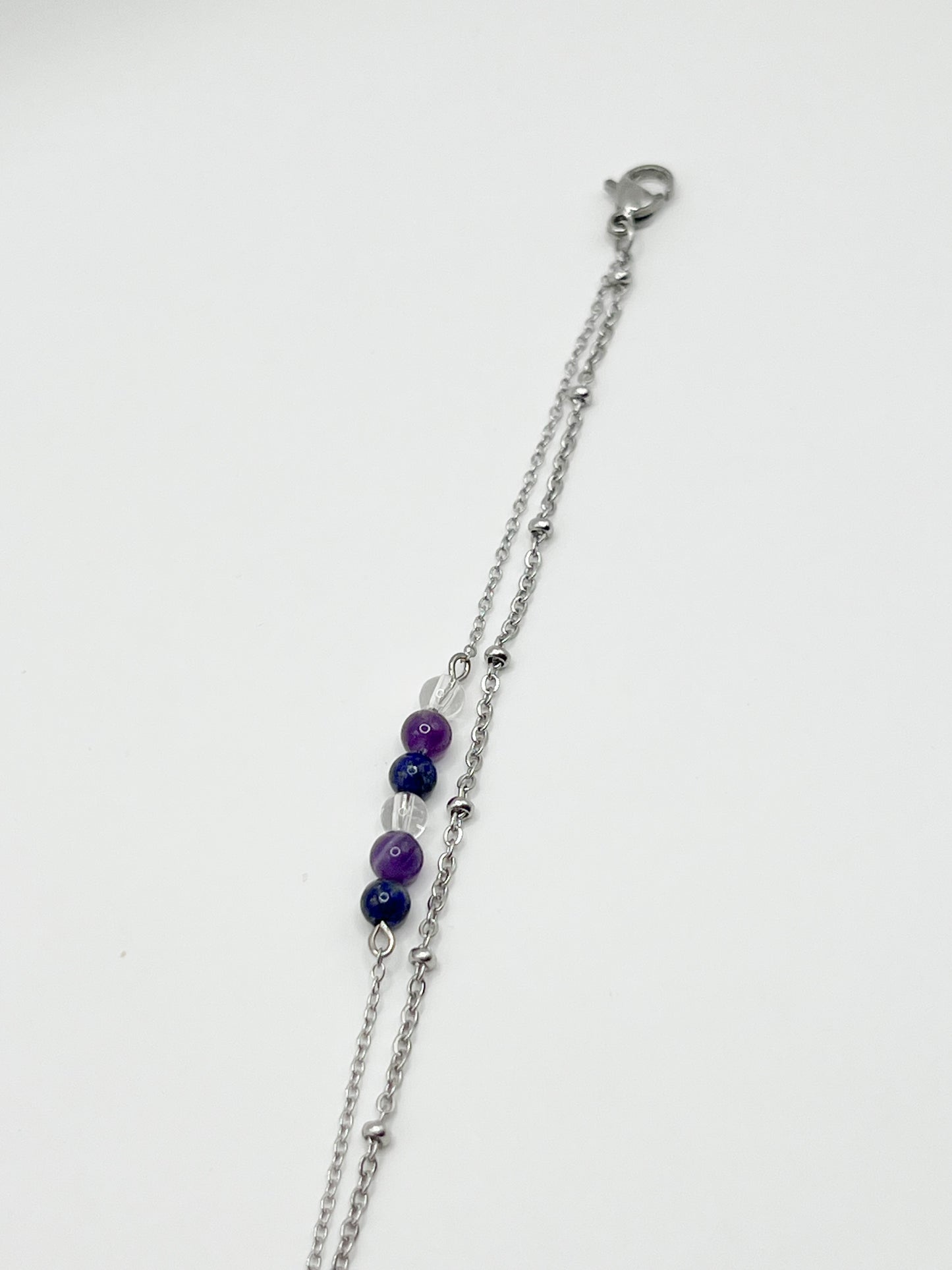 Bracelet Anti-Migraines Double Rang – Pierres Naturelles et Acier Argenté pour le Bien-être 🍃💖