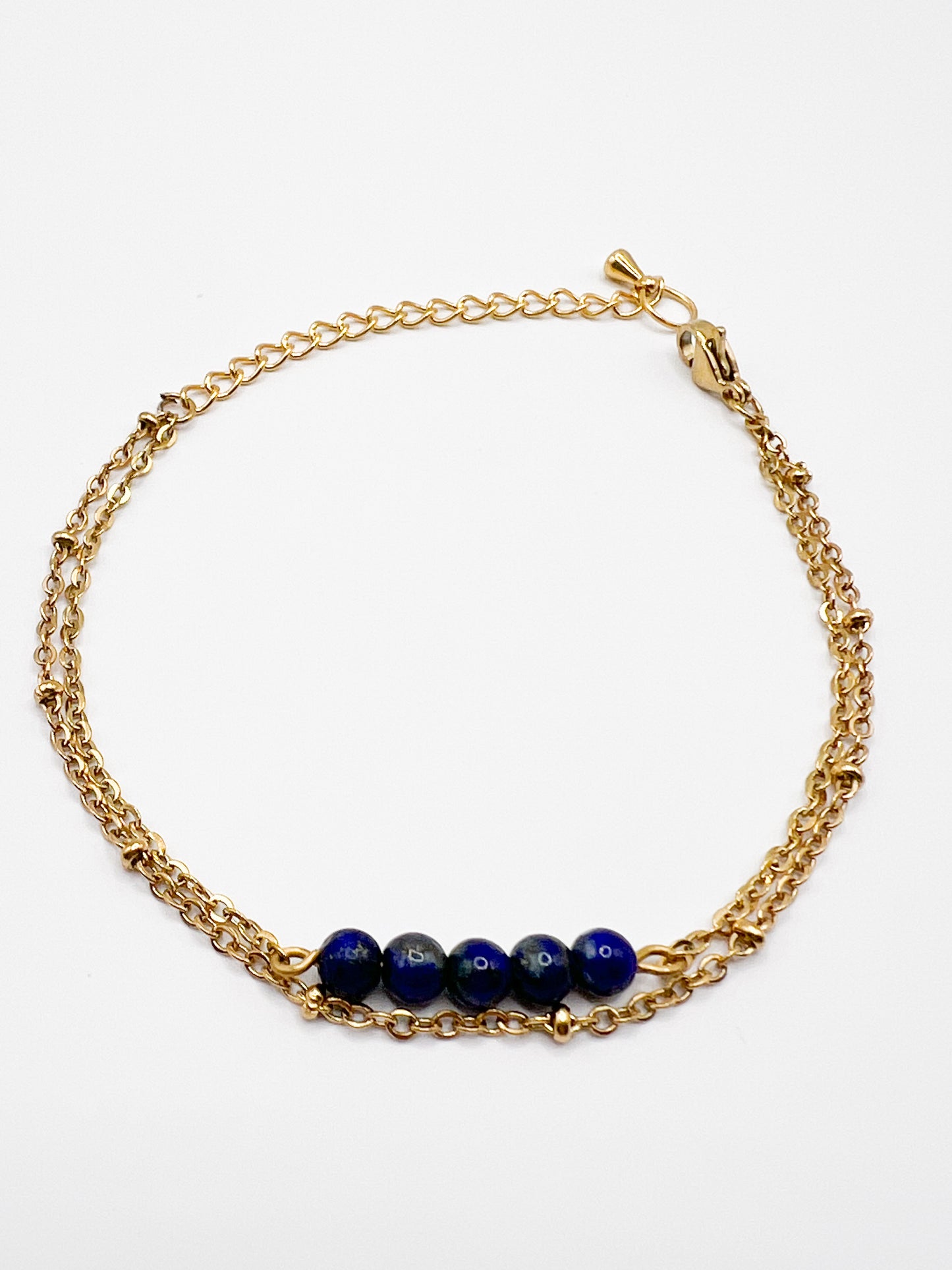 Bracelet Lapis Lazuli & Acier Doré – Bijou Tendance et Spirituel