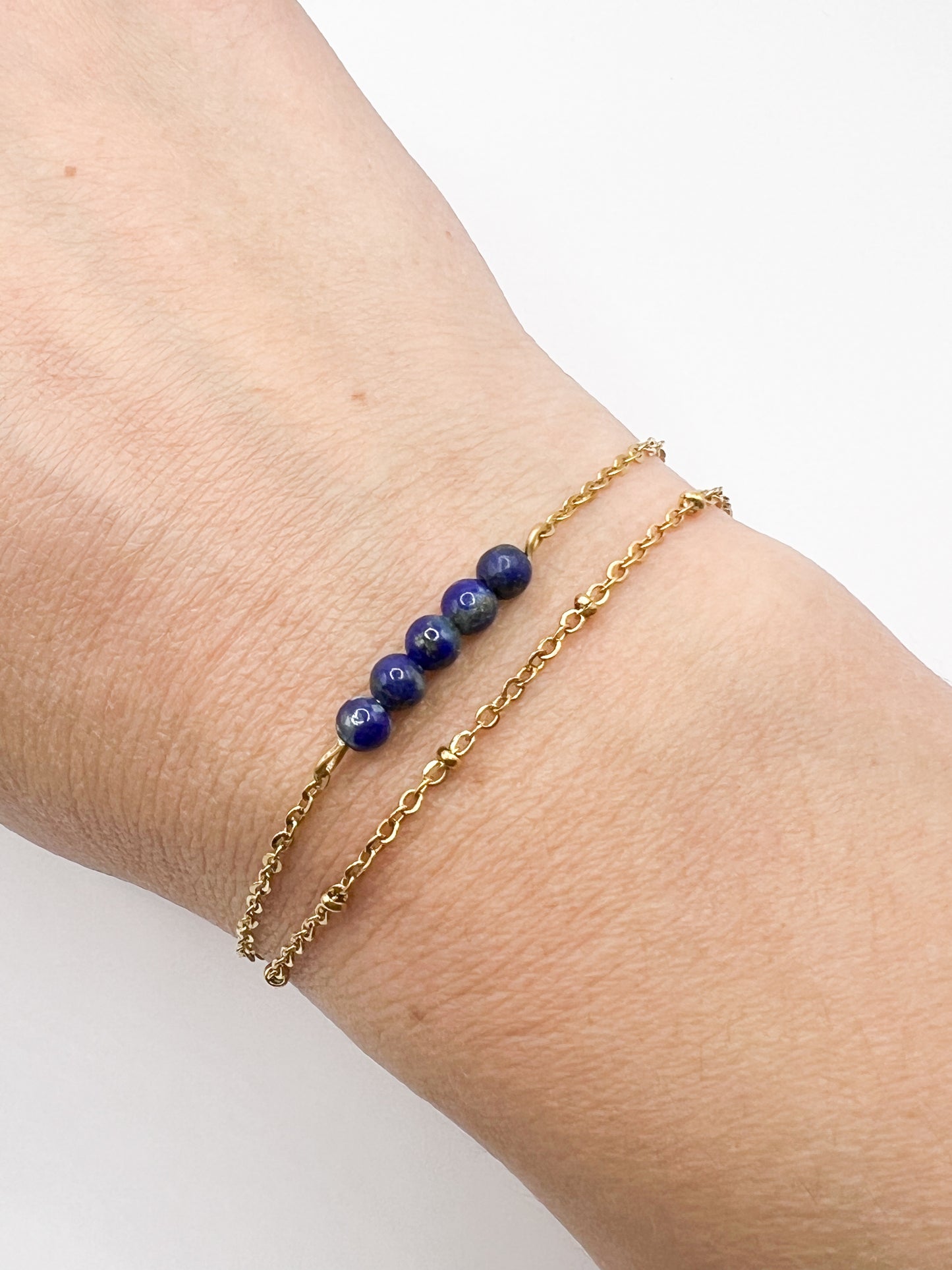 Bracelet Lapis Lazuli & Acier Doré – Bijou Tendance et Spirituel