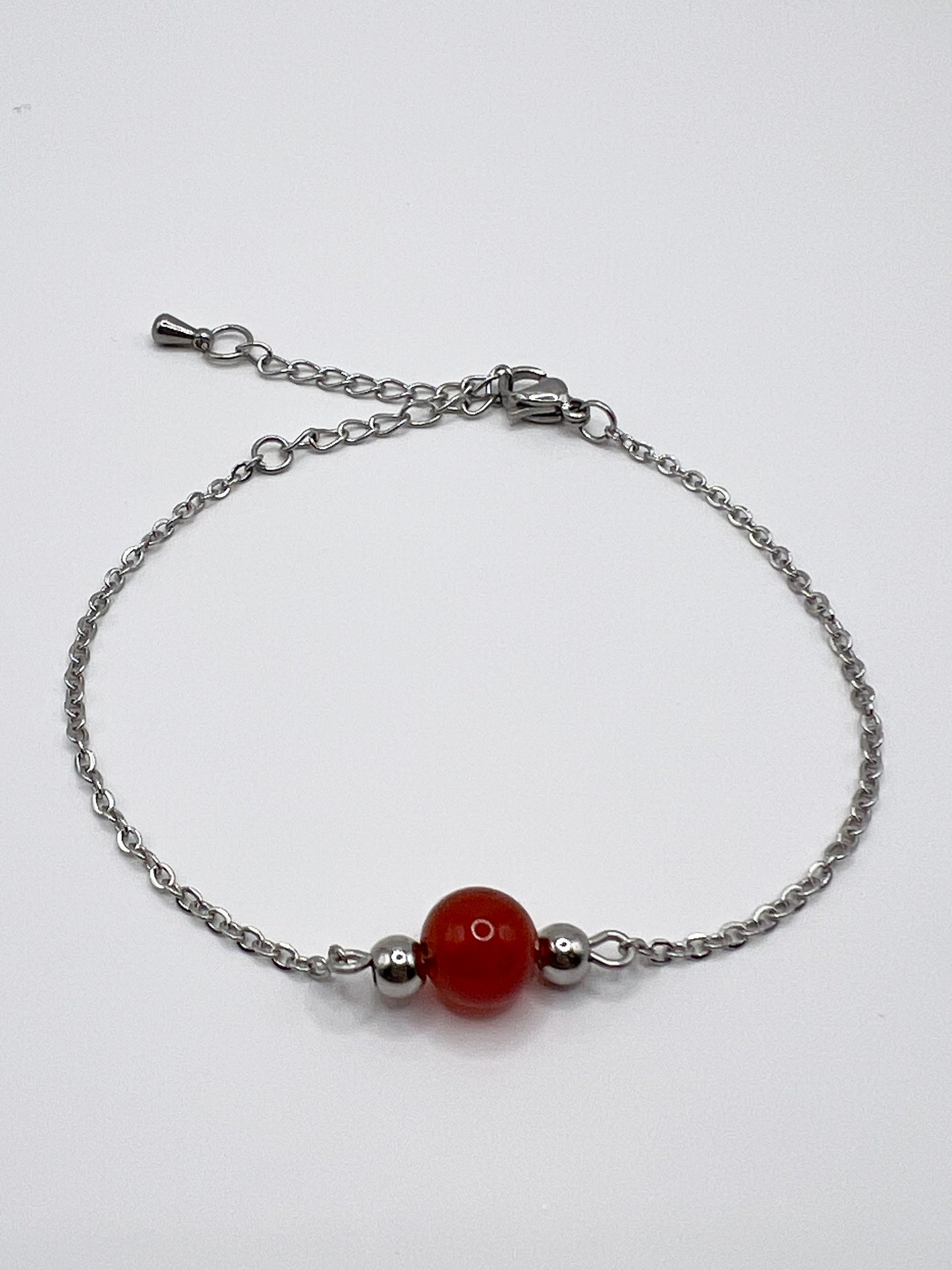 Bracelet en Cornaline et Acier Argenté – Énergie & Élégance au Quotidien