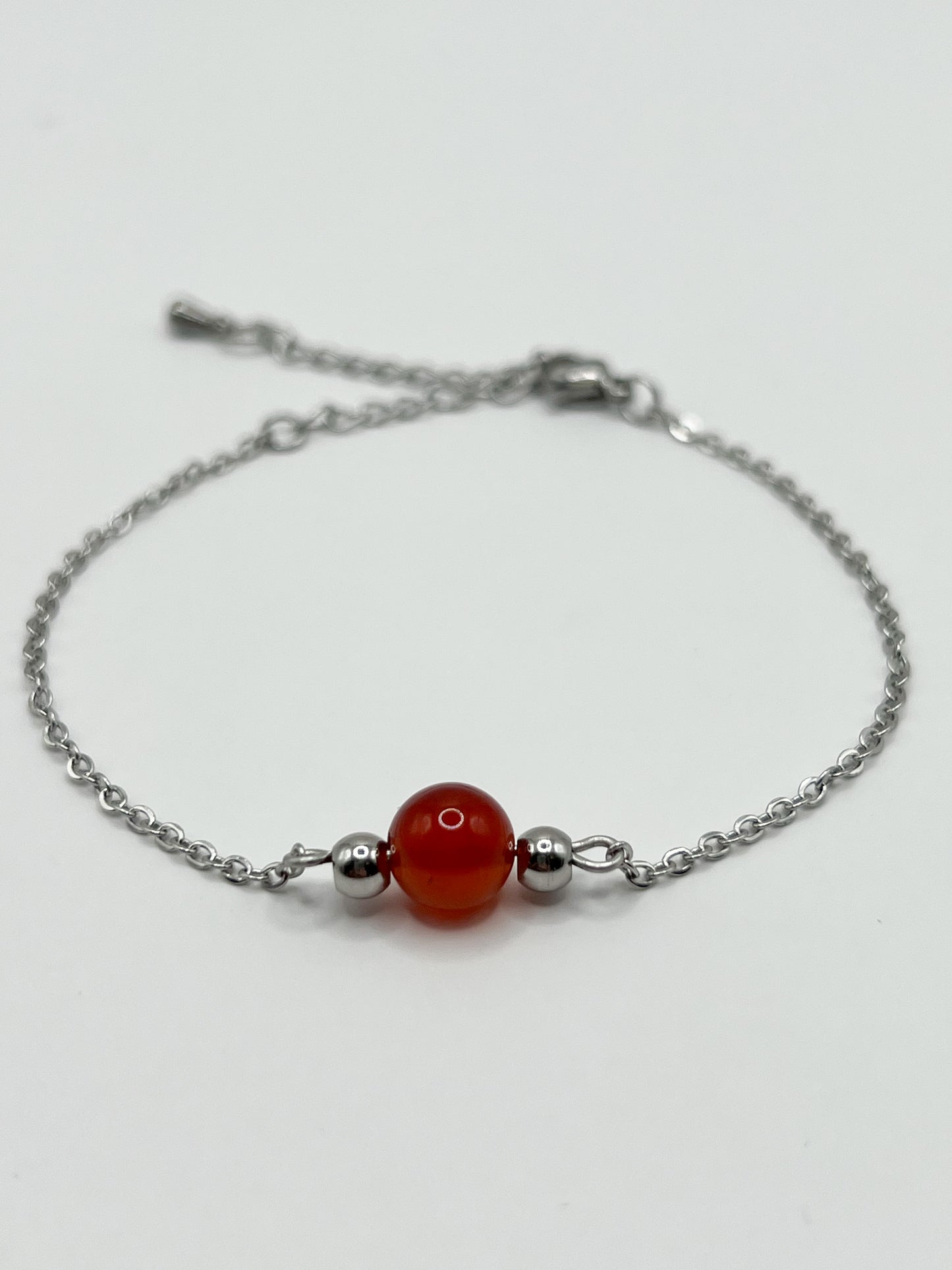 Bracelet en Cornaline et Acier Argenté – Énergie & Élégance au Quotidien