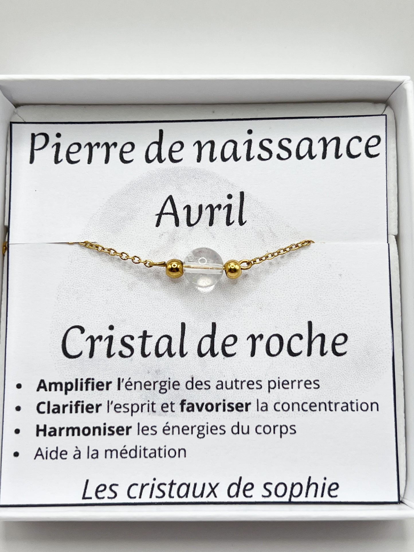 Bracelet Pierre de Naissance Avril – Cristal de Roche & Acier Doré