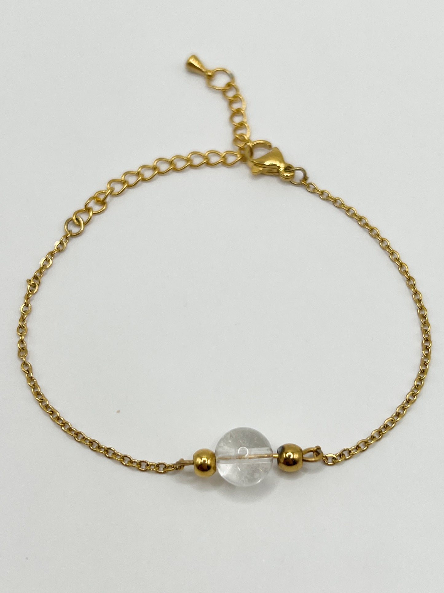 Bracelet Pierre de Naissance Avril – Cristal de Roche & Acier Doré
