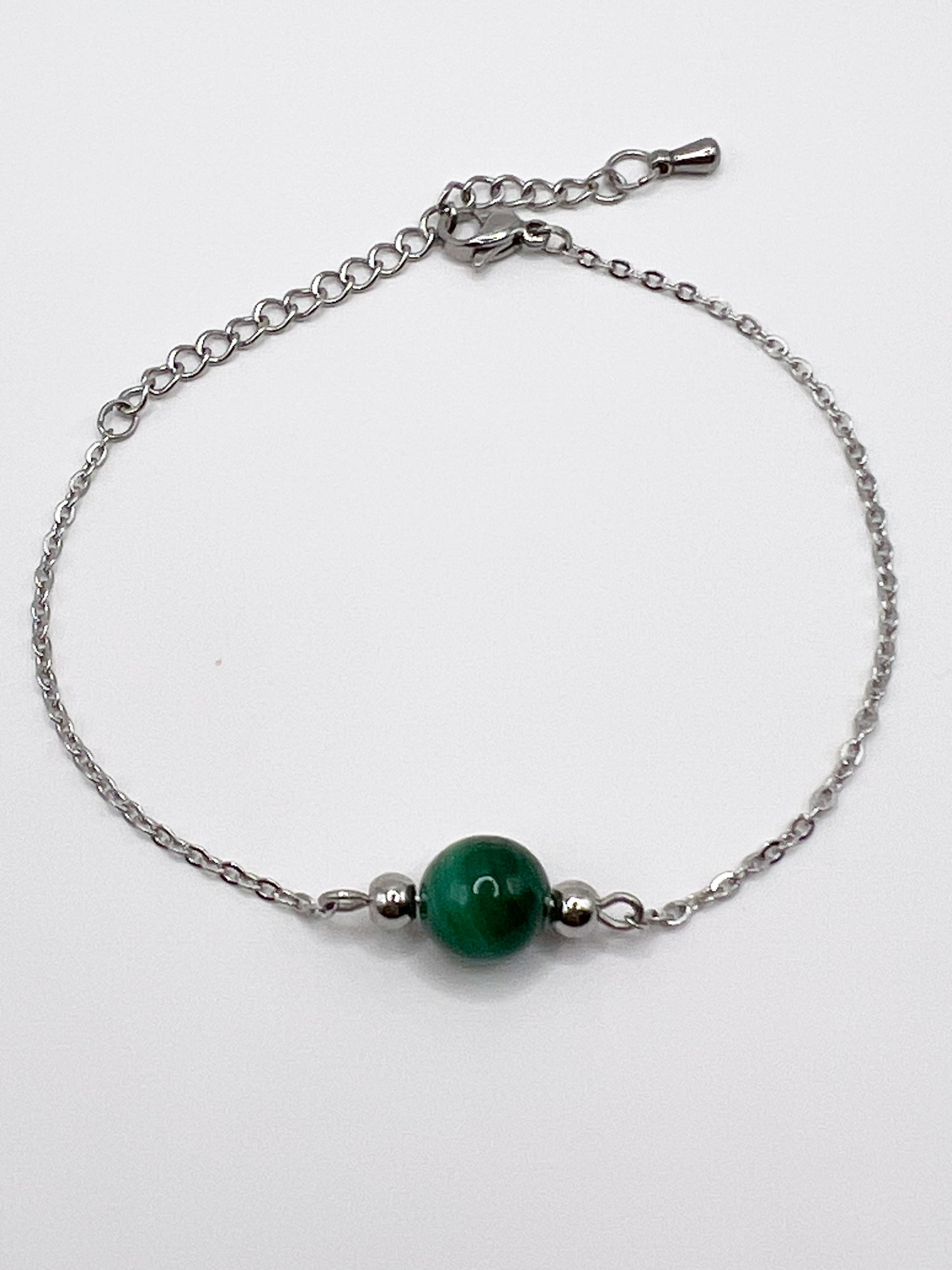 Bracelet malachite pierre verte et acier inoxydable – Bijou raffiné et protecteur