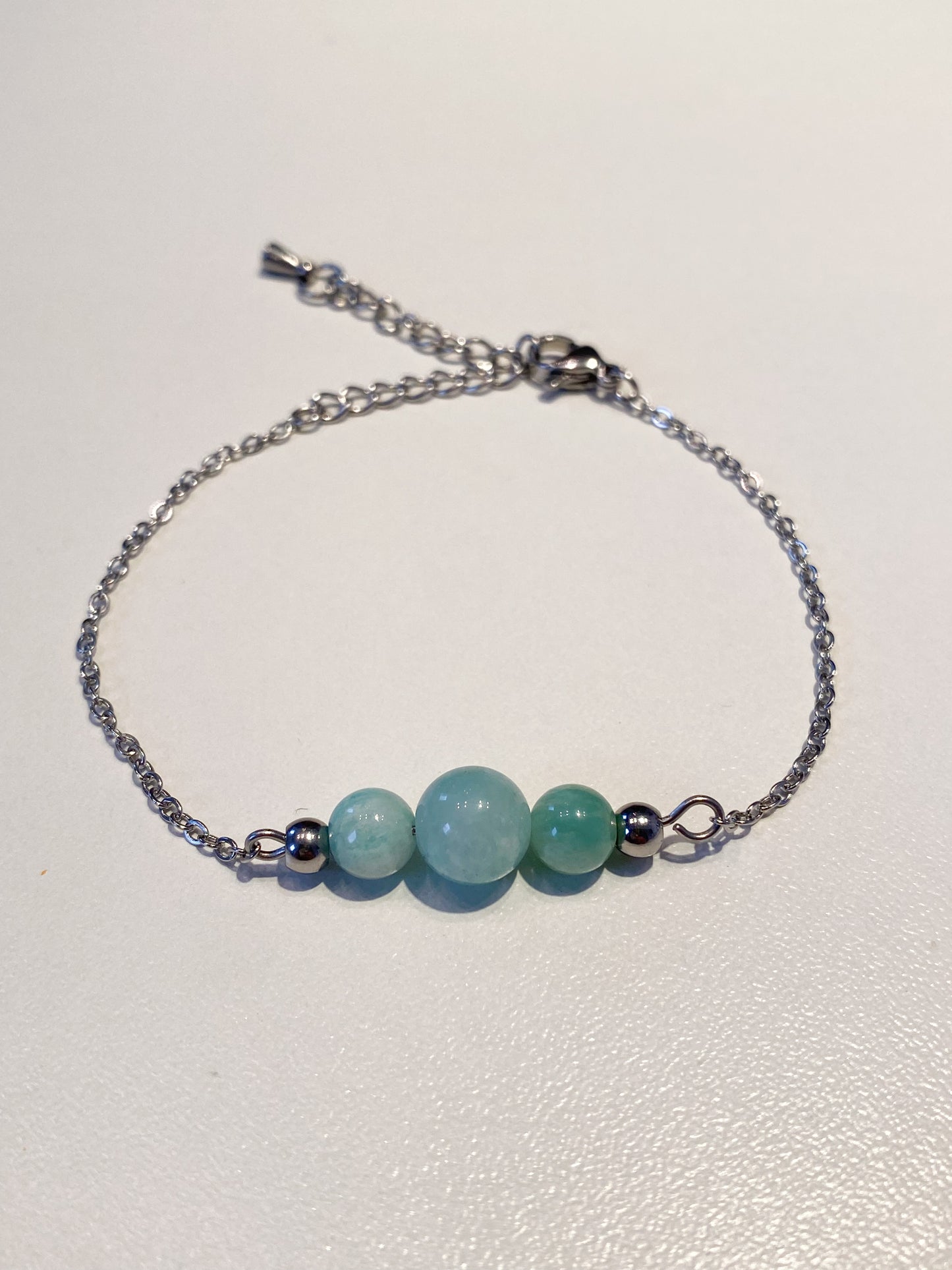 Bracelet en Acier Inoxydable Argenté : Éclatant avec Amazonite