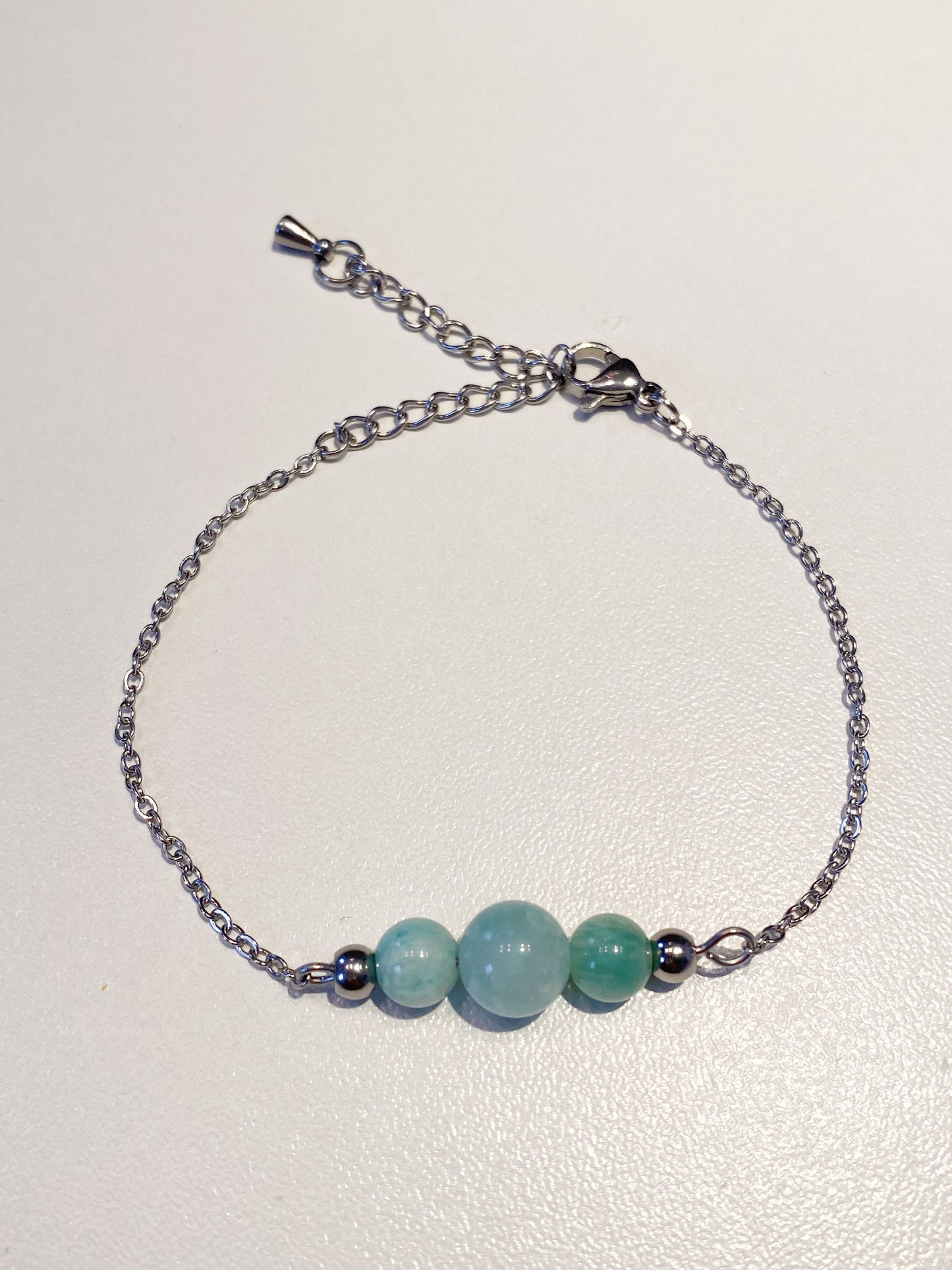 Bracelet en Acier Inoxydable Argenté : Éclatant avec Amazonite