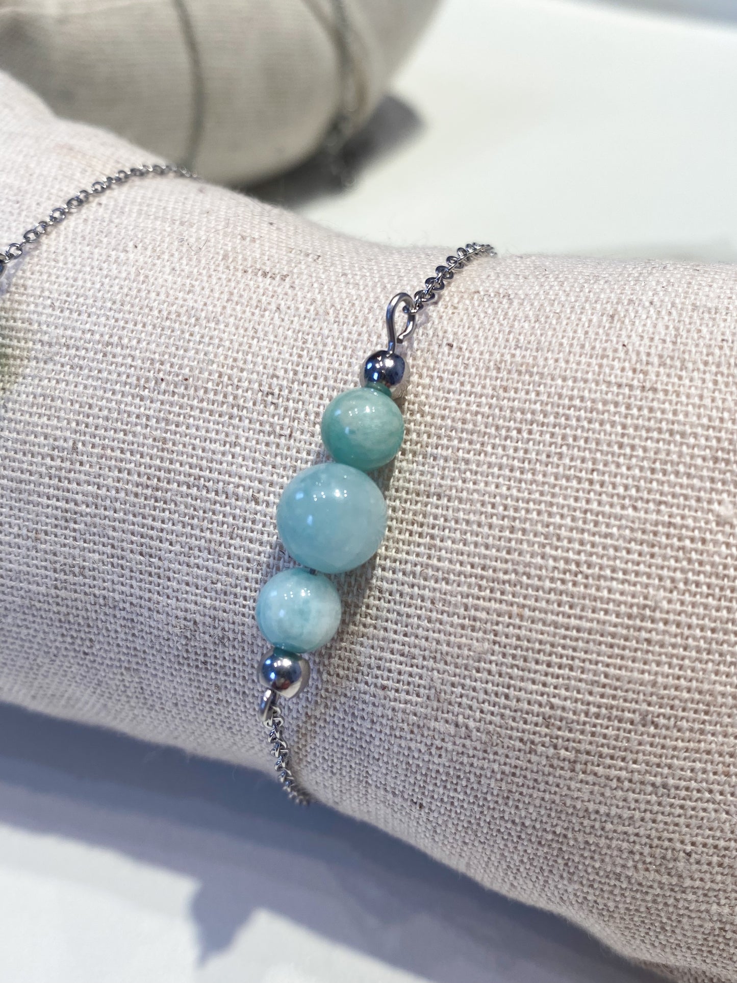 Bracelet en Acier Inoxydable Argenté : Éclatant avec Amazonite