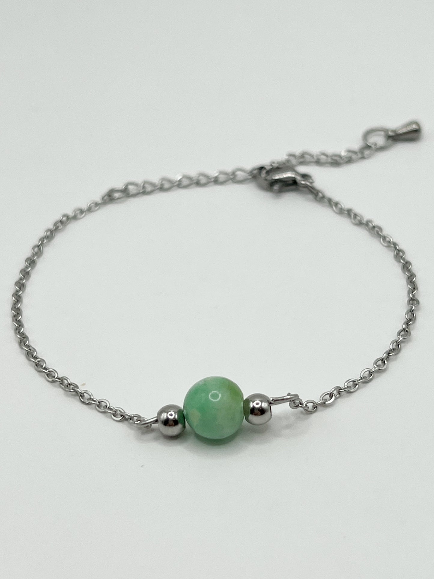 Bracelet Pierre de Naissance Mai – Émeraude Naturelle et Acier Argenté Élégant