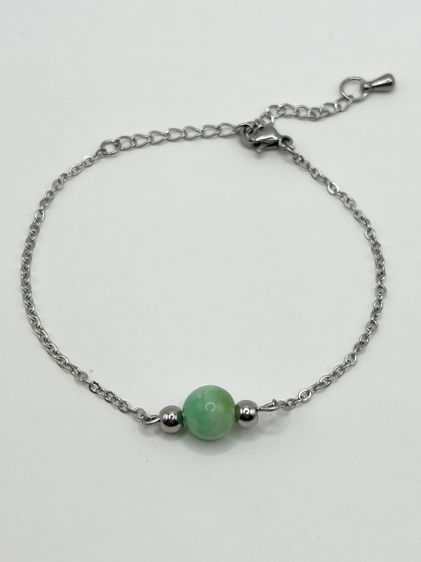 Bracelet Pierre de Naissance Mai – Émeraude Naturelle et Acier Argenté Élégant