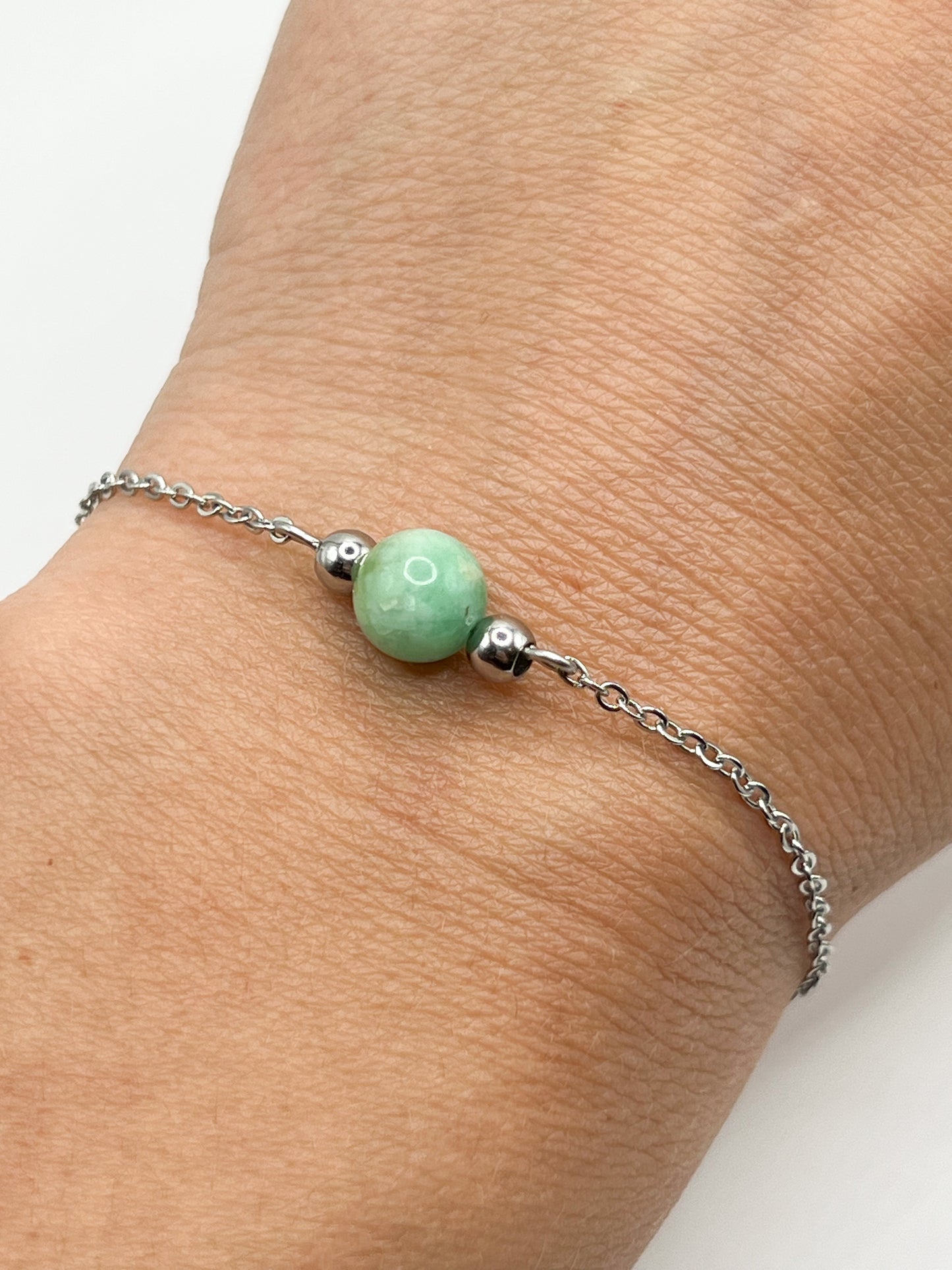 Bracelet Pierre de Naissance Mai – Émeraude Naturelle et Acier Argenté Élégant