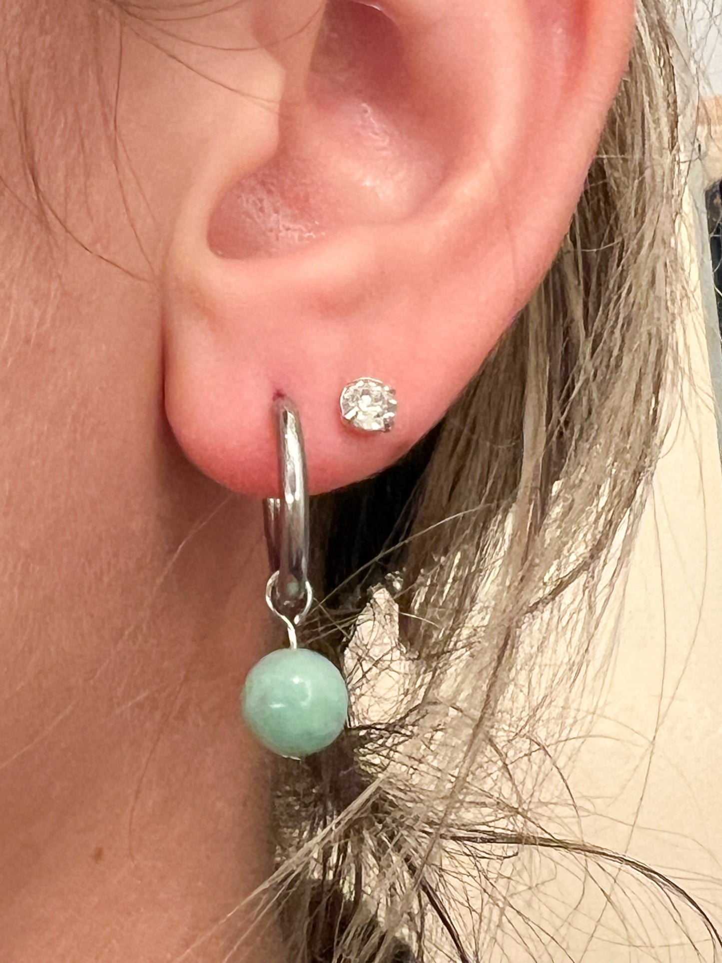 Boucles d’oreilles émeraude en acier argenté – Élégance naturelle et raffinement