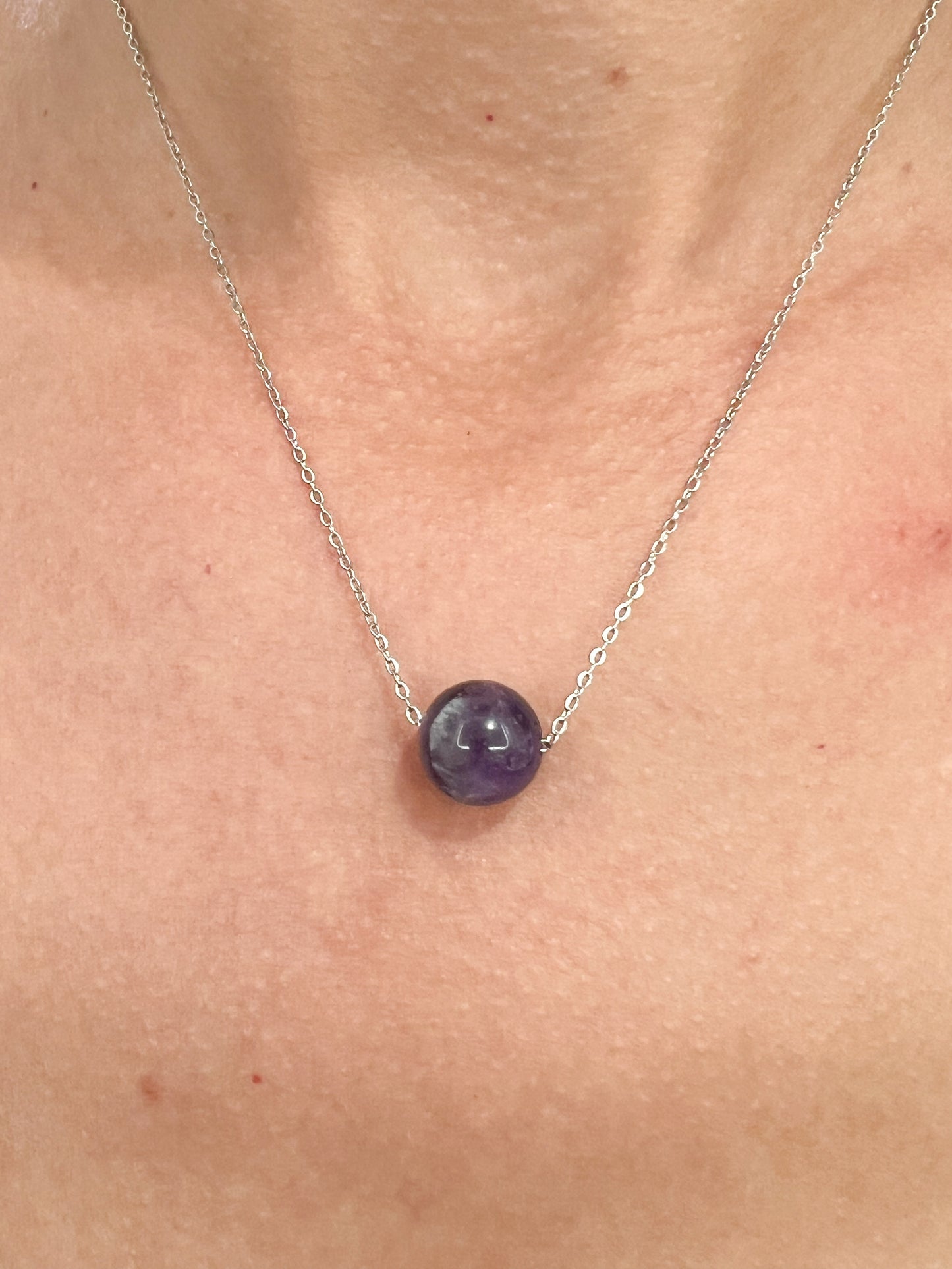 Collier en Améthyste et Acier Argenté – Protection & Sérénité au Quotidien