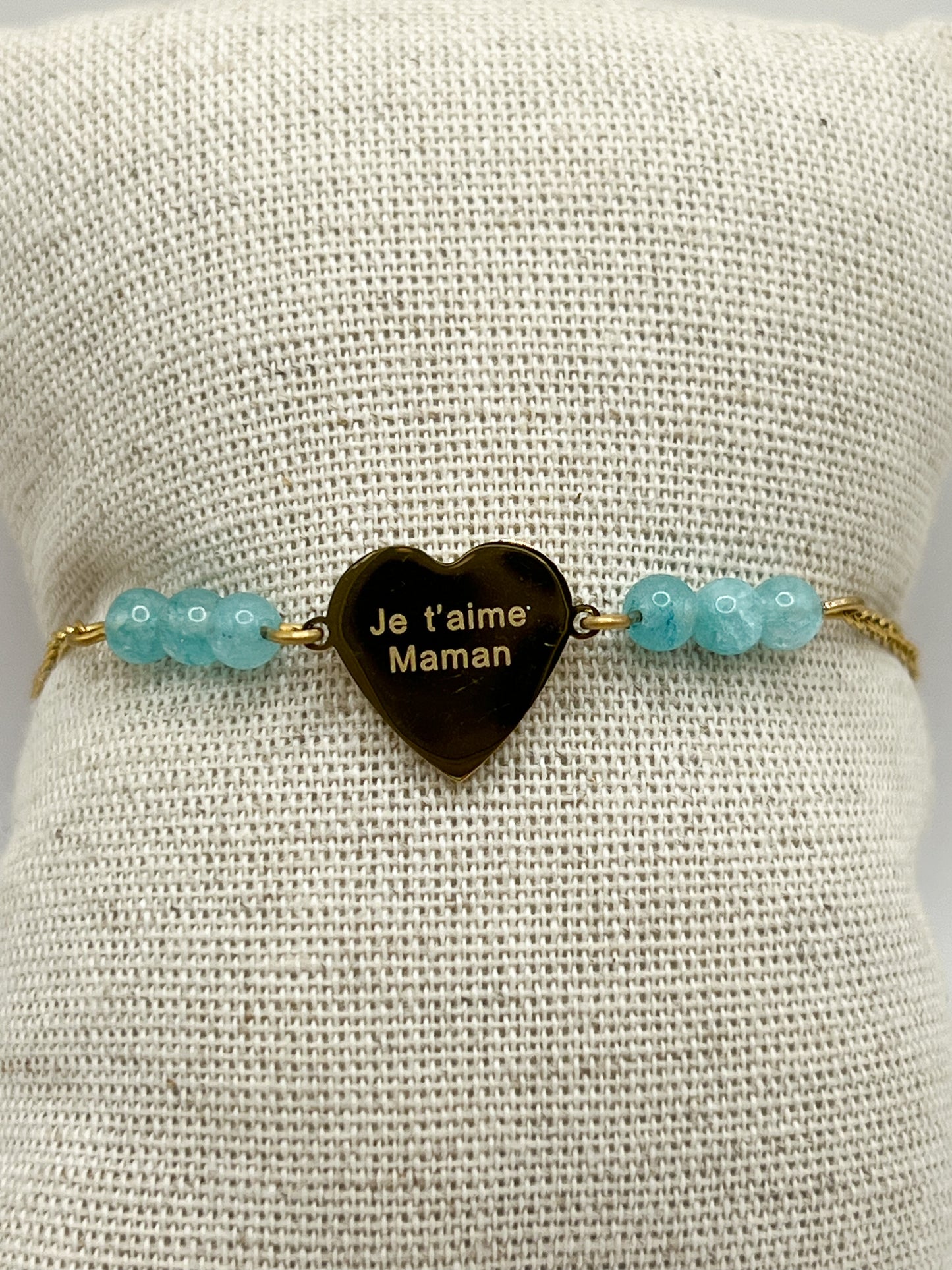 Bracelet Fête des Mères en Acier Inoxydable avec Pierres Naturelles d'Amazonite – Cadeau Énergétique et Élégant
