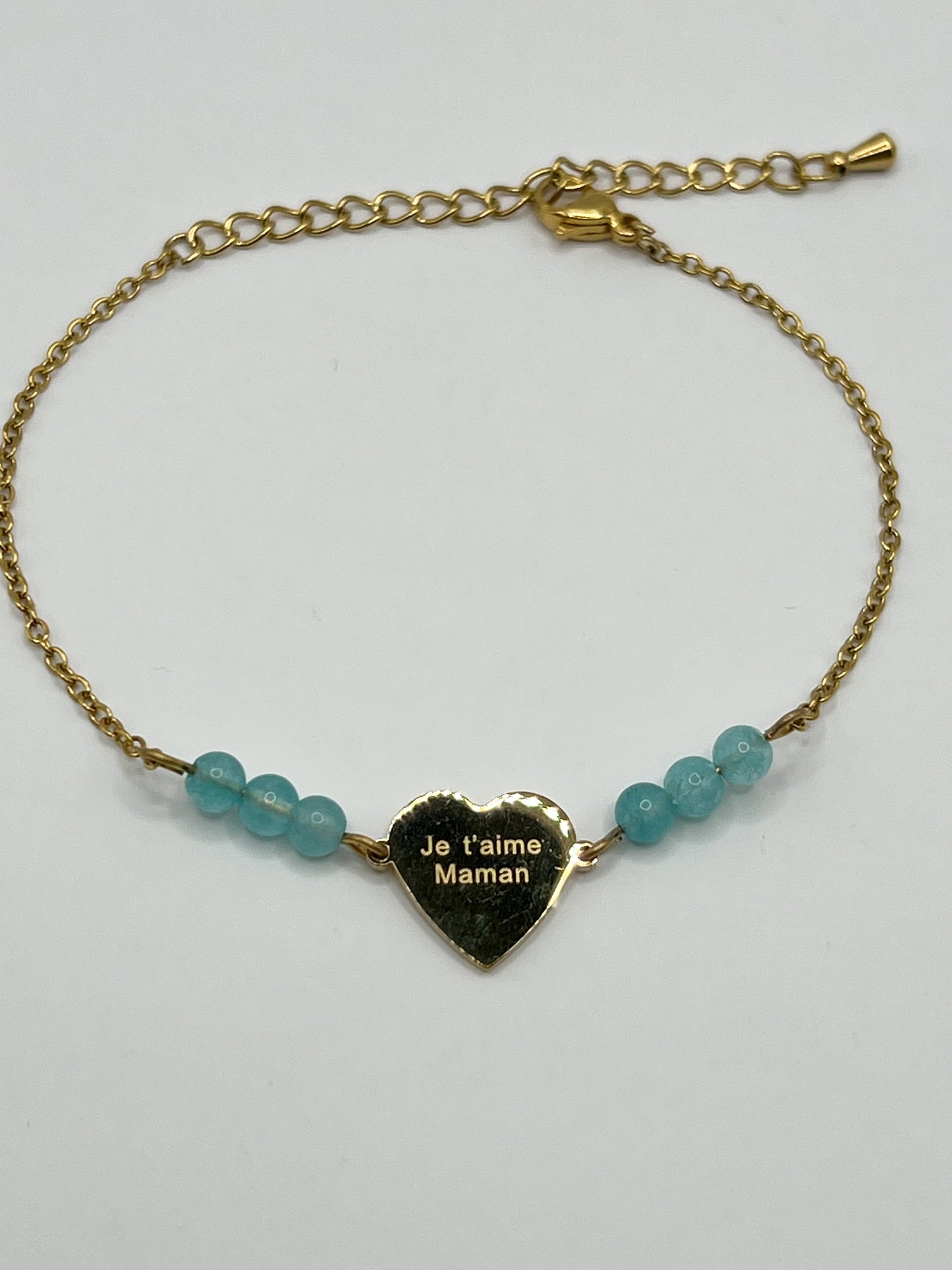 Bracelet Fête des Mères en Acier Inoxydable avec Pierres Naturelles d'Amazonite – Cadeau Énergétique et Élégant