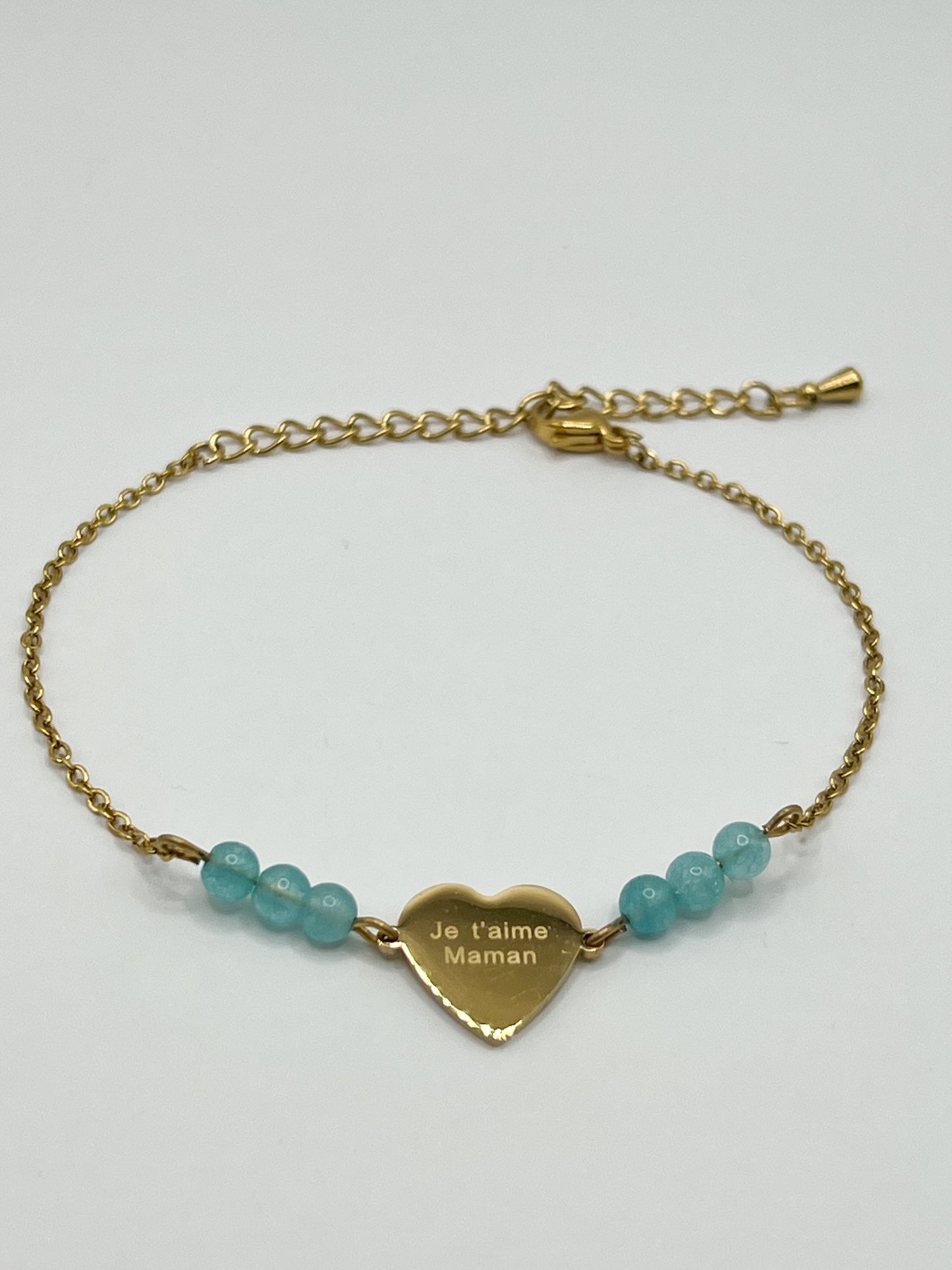 Bracelet Fête des Mères en Acier Inoxydable avec Pierres Naturelles d'Amazonite – Cadeau Énergétique et Élégant