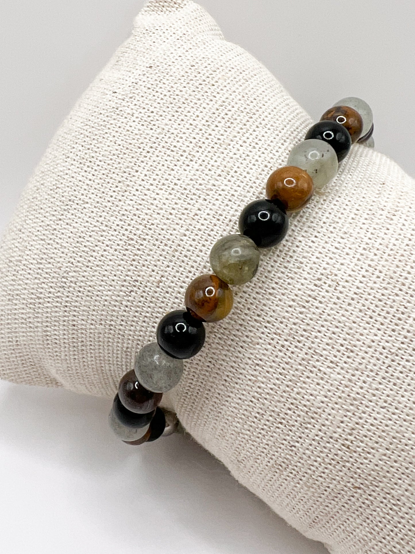 Bracelet Protection Énergétique – Obsidienne Noire, Œil de Tigre & Labradorite